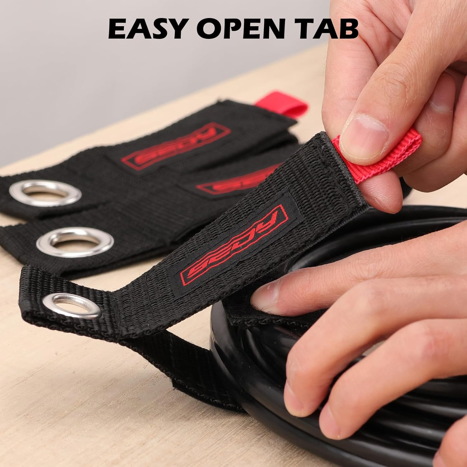 6 Pack Large Heavy Duty Easy-Carry Storage Straps 13",10", 17" Extension Cord Organizer Extendable Cable Ties Strap Loop Hanger Organizer for Cable, Hose, Power Cord, and Rope image number 5