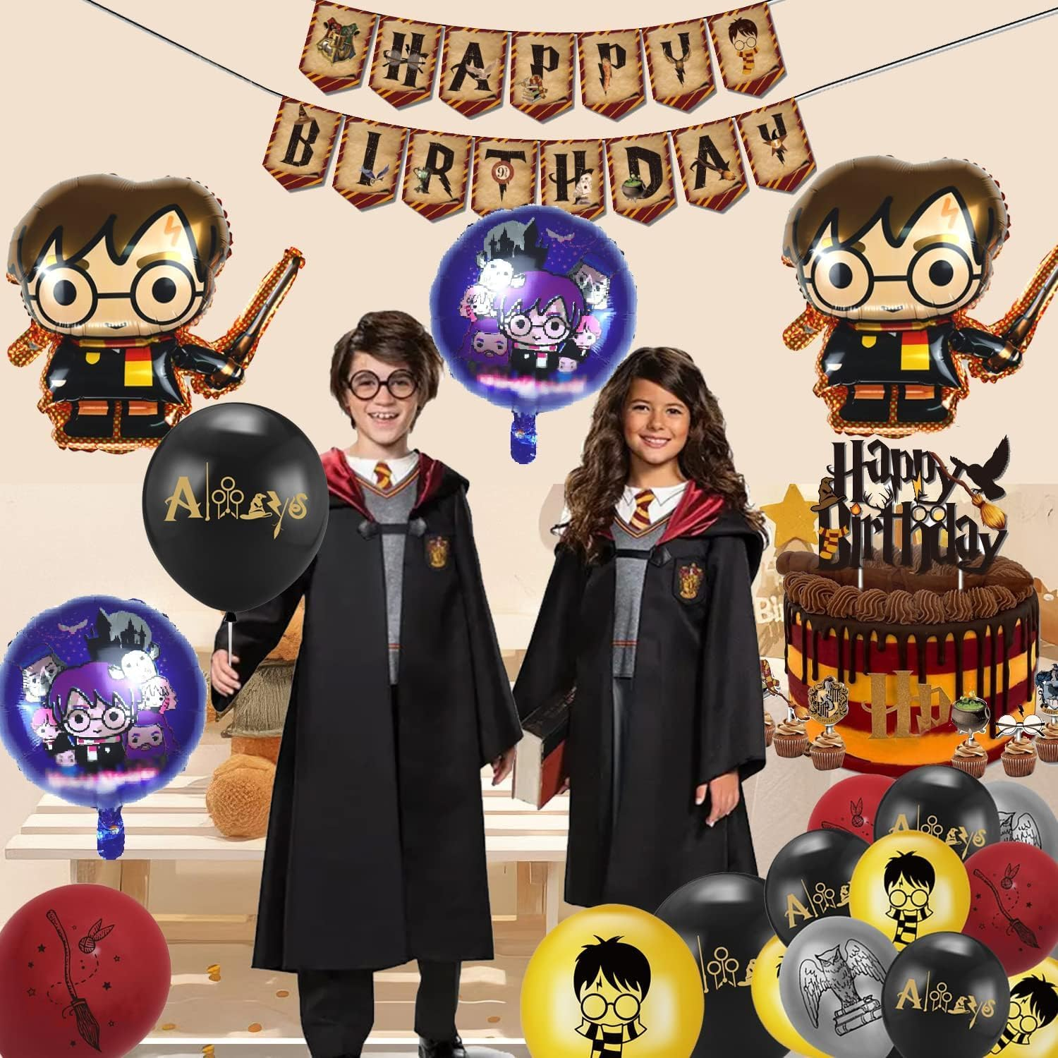 Harry Potter Party Decorations, Party Supplies with Banner, Foil Balloon, Cupcake Toppers for Kid Birthday Decoration image number 2