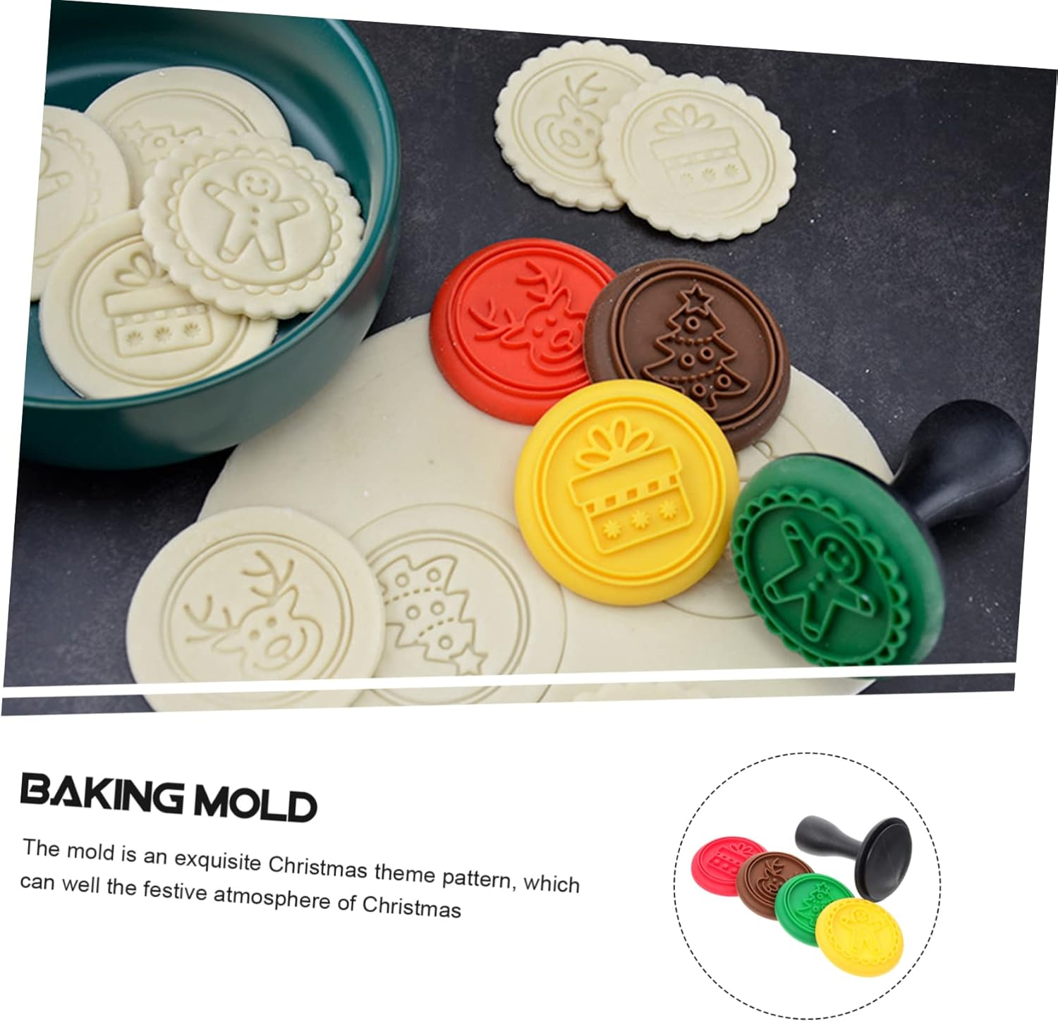 MAGICLULU Silicone Cookie Stamp Mold for Christmas Baking Cookie Stamps Molds Biscuit for Home DIY Baking Tools Random Style image number 3