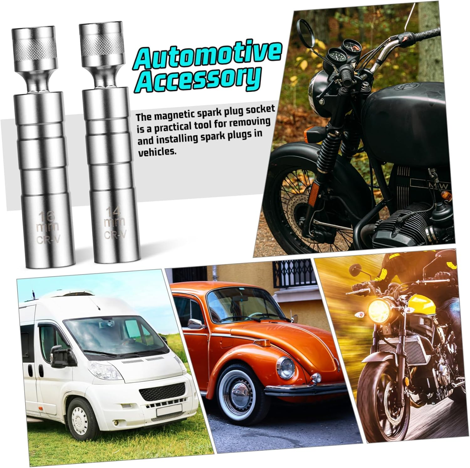 Beatifufu Automotive Repair Tool Kit 2 Pcs Spark Plug Wrench Socket 14Mm 16Mm Magnetic image number 3