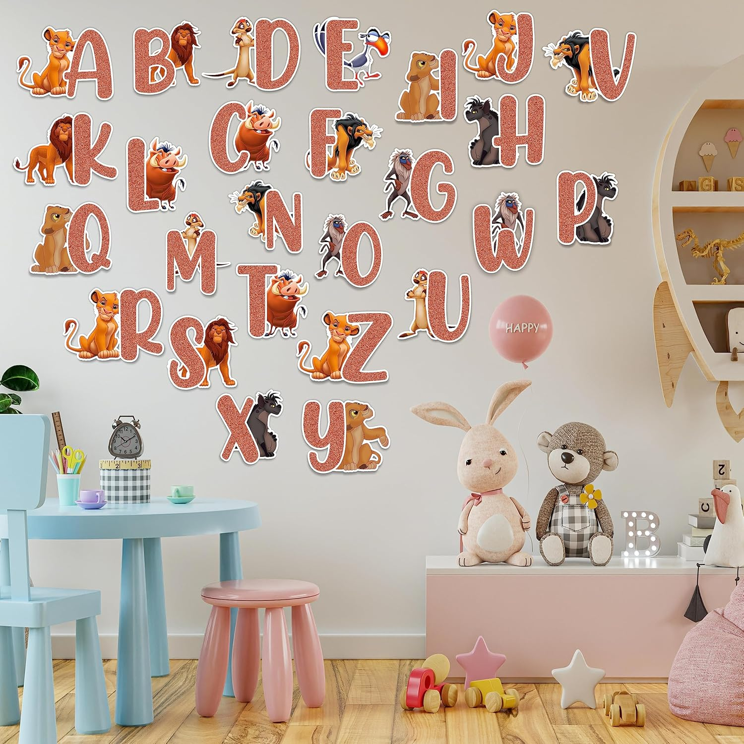 The Lion Kng Alphabet Wall Stickers &ndash; Lion-Inspired Animal Letters for Kids Room, Educational Jungle Theme Nursery Decor, Removable Safari Alphabet Decals for Boys & Girls image number 1