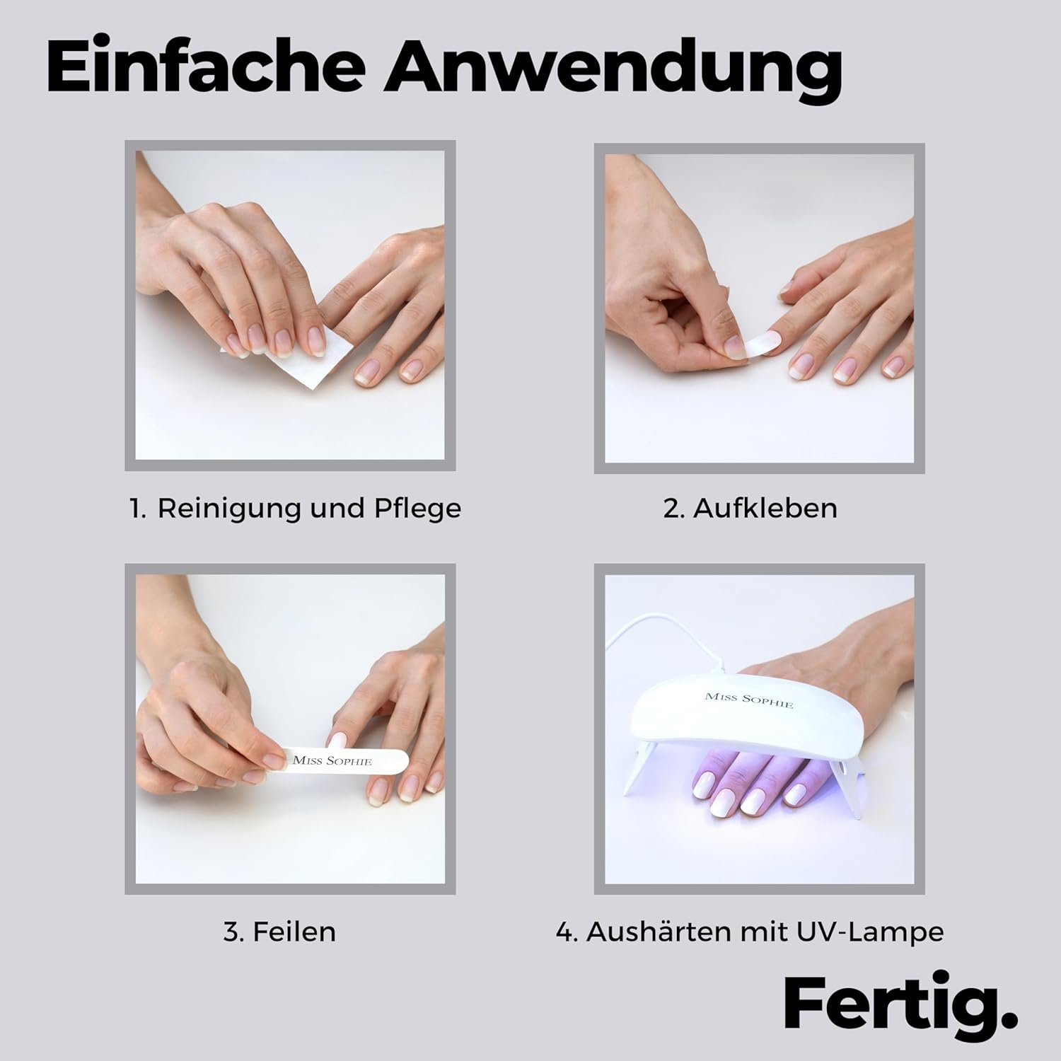 Original Miss Sophie UV LED Lamp, Nail Lamp for UV Gel Nail Foils, UV Lamp Nails, Portable Nail Dryer with USB Cable, 60S/120S Timer, Ideal for Home, Nail Studio & Travel