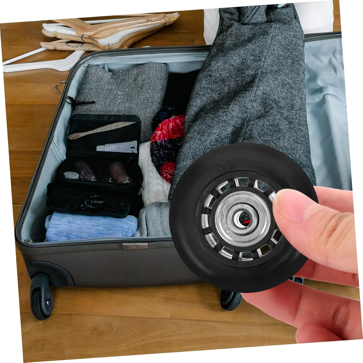 Anneome 2Pcs Luggage Replacement Wheels with Metal Bearing 60X23Mm Swivel Caster Wheels for Suitcase Repair and Travel Trolley Bags image number 5