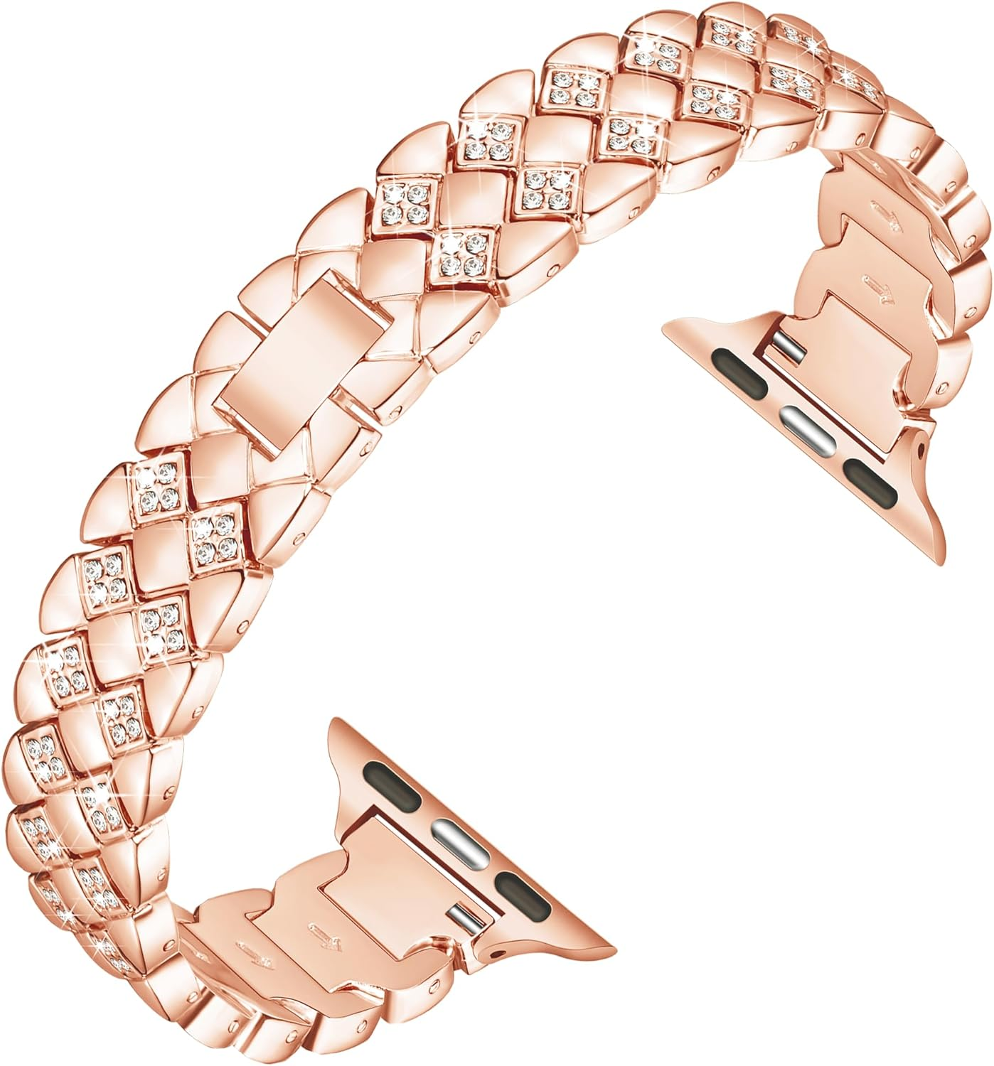 Vamyzji Compatible with Apple Watch Bands Ultra 49Mm 46Mm 45Mm 44Mm 42Mm, Fashion Metal Band for Apple Watch Ultra 3 2 1 Series 11 10 9 8 7 6 5 4 SE 3 2 1, Bling Jewelry Bracelet for Women,Rose Gold image number 7