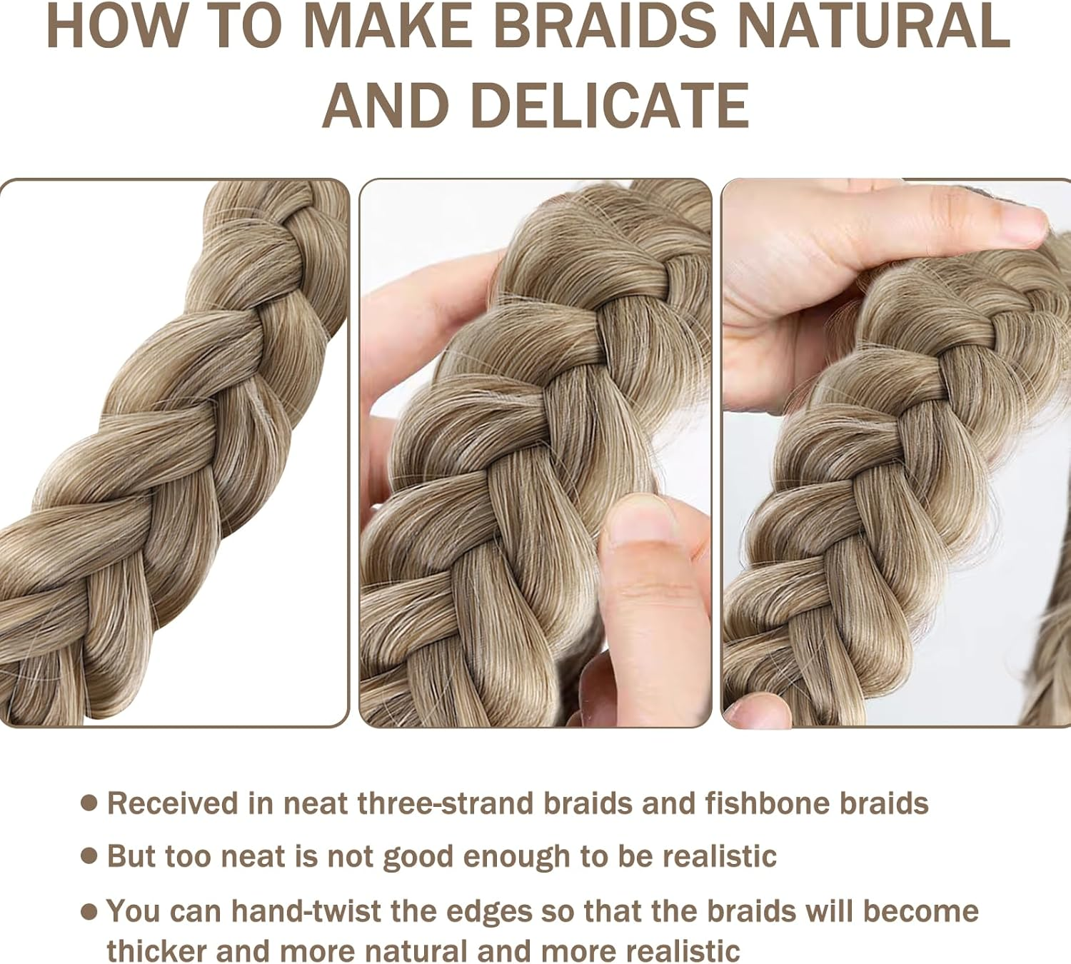 HTTDSLF Wide Messy Synthetic Hair Braided Hair Band, Synthetic Hair Braided Headband, Classic Elastic Hair Band for Women and Girls Wedding, for Wedding, Bavaria, Oktoberfest image number 4