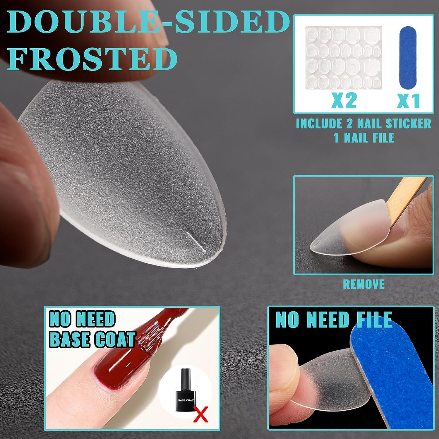 Tonjin 240 PCS Short Almond Matte Frosted Soft Gel Full Cover Nail Tips, 15 Sizes, No Trace, Easy to Apply, DIY Home Salon - Medium Almond 240Pcs image number 5