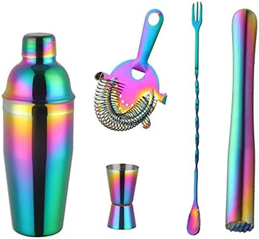 Buyerstar Bar Set 5-Piece Mixology Bartender Kit - Cocktail Shaker Set Bar Tool Set for Home and Professional Bartending - Martini Shaker and Drink Mixing Bar Tools - Cocktail Kit (Rose GPLD)