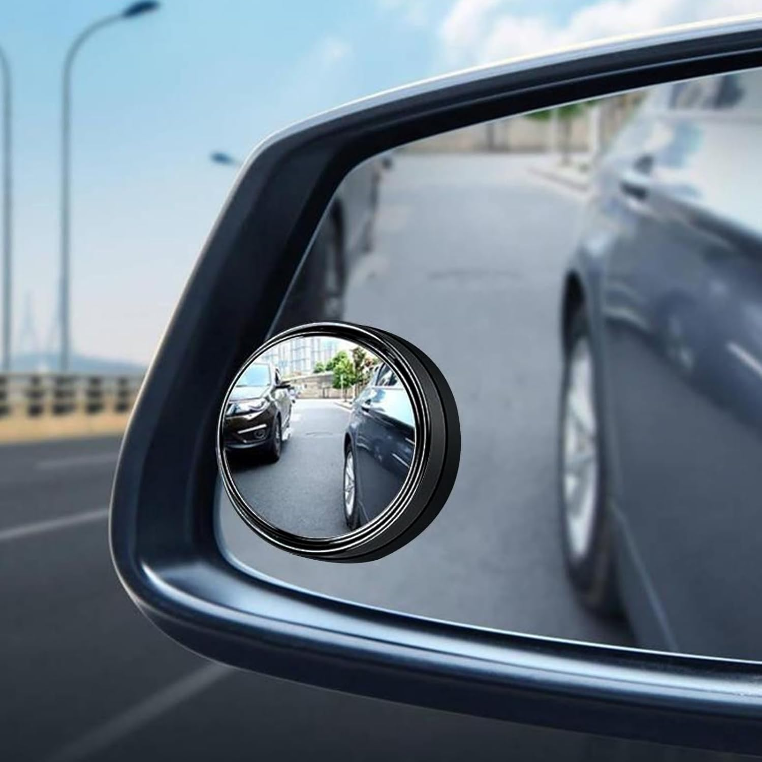 Huakaile 8 Pieces HD Glass Blind Spot Mirror, 2" round 360&deg; Adjustable Side Mirror Blindspot with Frame, Self-Adhesive Blindspot Mirror for Car Auto Truck Jeep (Black, White) image number 6