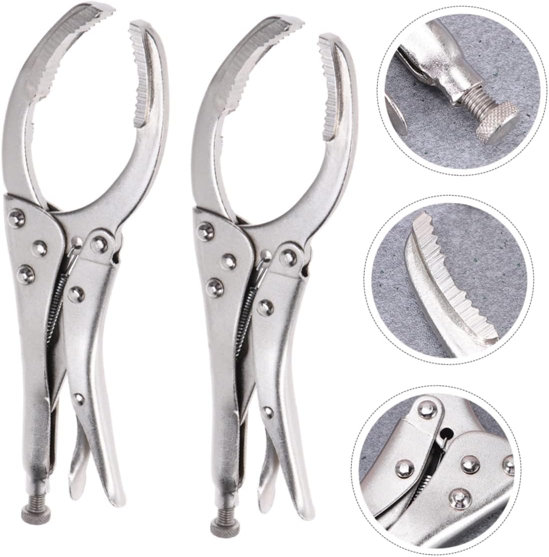 WHAMVOX 2Pcs Adjustable Steel Wrench Pliers for Maintenance Engine Oil Cleaner Removal Tool with White Handle Suitable for Auto Repair