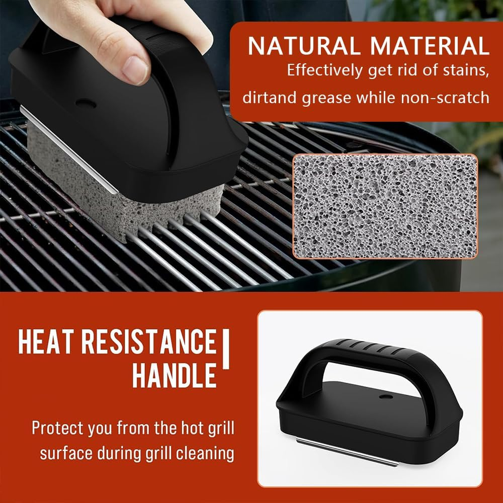 Griddle Cleaning Kit for Blackstone and Flat Top Grills, 10-Piece Set with Grill Stone, Upgraded Scouring Pads, Scraper and Brush with Handle, Easy Grease and Stain Removal