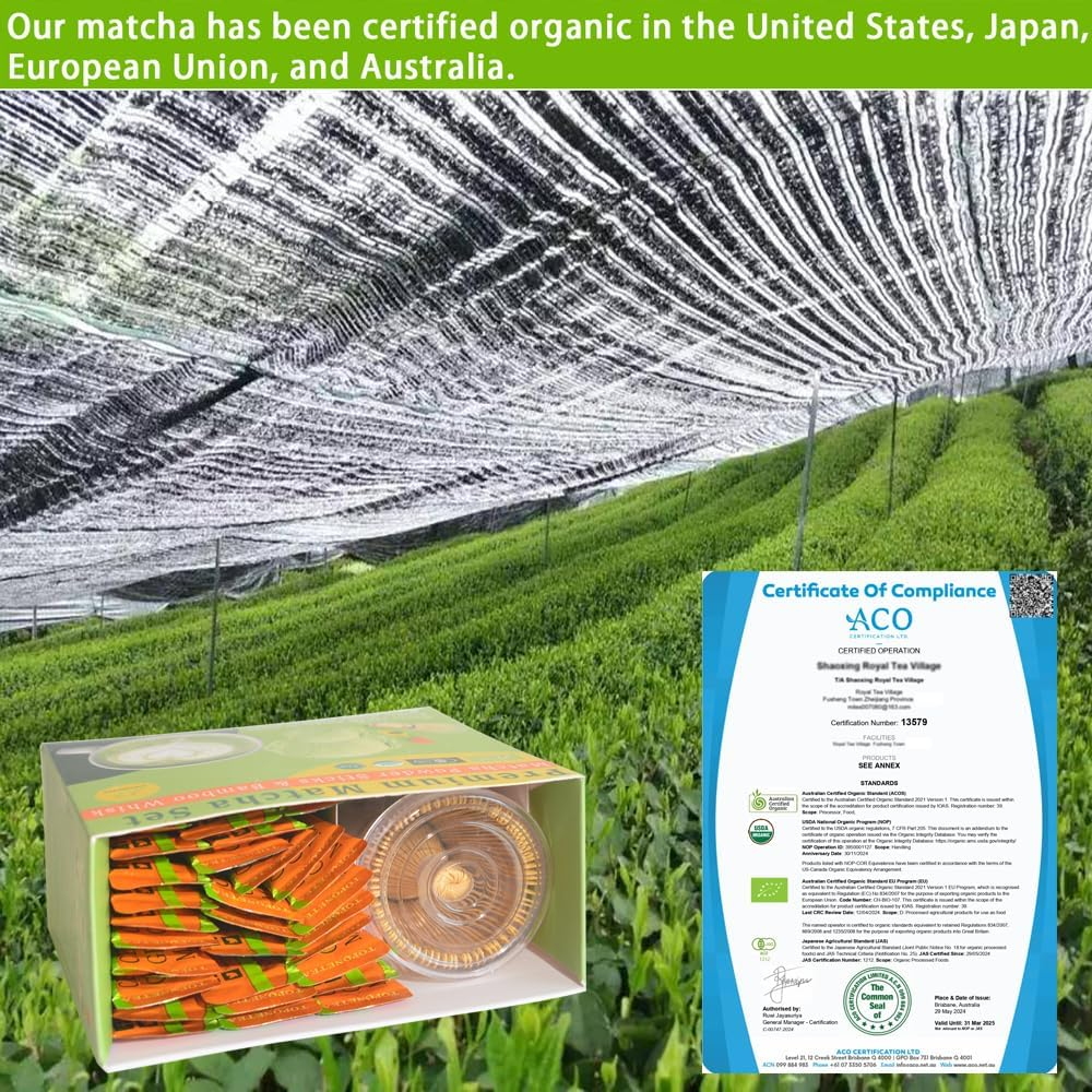 Toponetea Ceremonial Grade Organic Matcha Green Tea Powder - 30 Single Serve Stick Packs, Authentically Japanese, First Harvest ， Gluten-Free Vegan