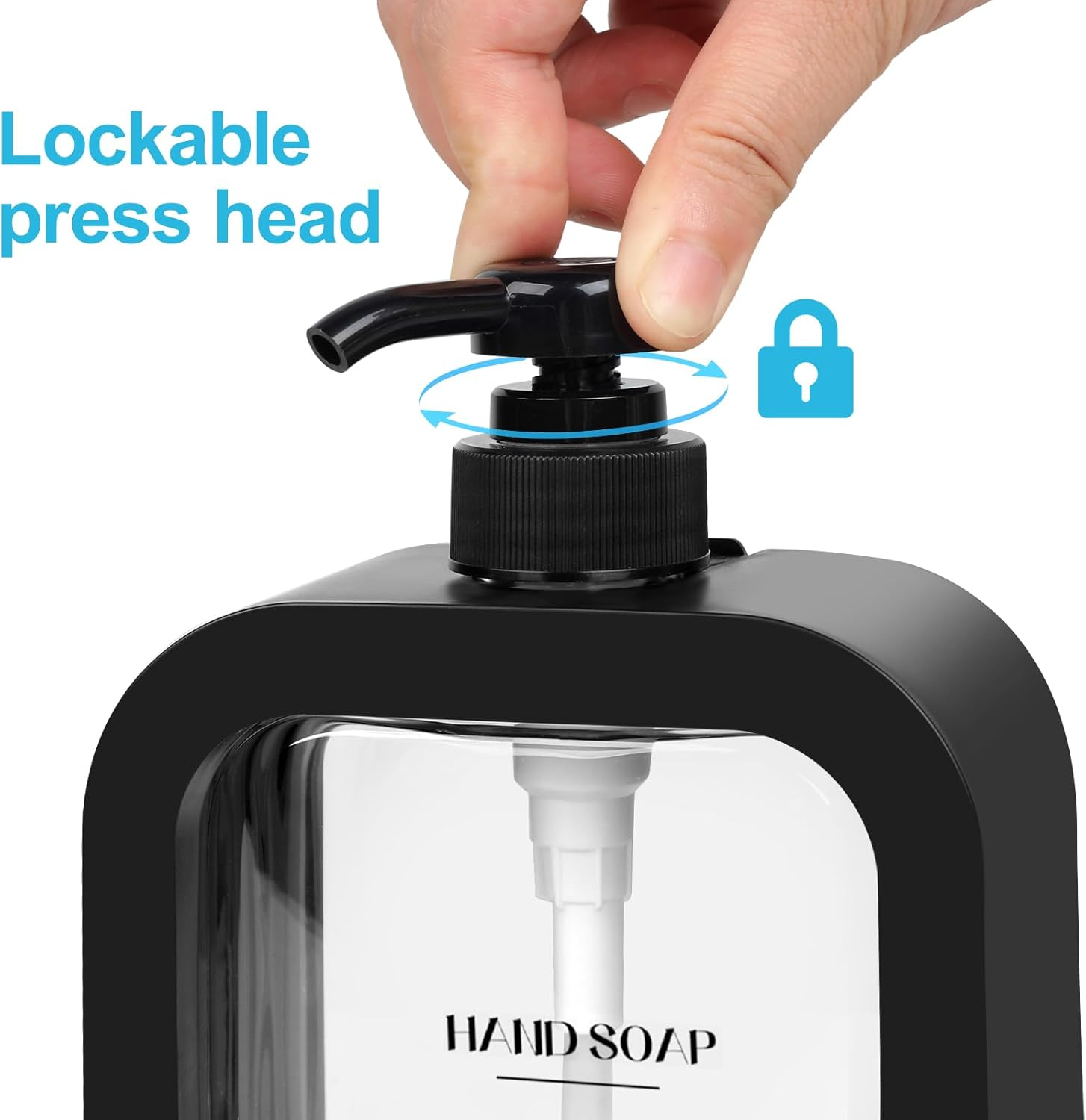 Richenda Hand Soap Dispenser Bathroom, Modern Dish Soap Dispenser for Kitchen Sink, Small Plastic Soap Dispenser for Body Wash, Shampoo, Hand Sanitizer, Lotion Dispenser-500Ml/500Ml - Black - Black-500Ml image number 3