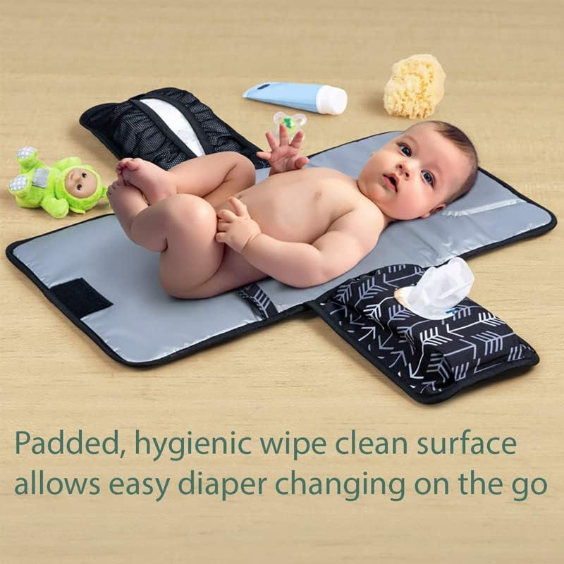 Portable Diaper Changing Pad, Changing Pad Portable with Wipes Pocket, Waterproof Diaper Changing Mat, Portable Changing Pad for Baby, Newborn Gift image number 3