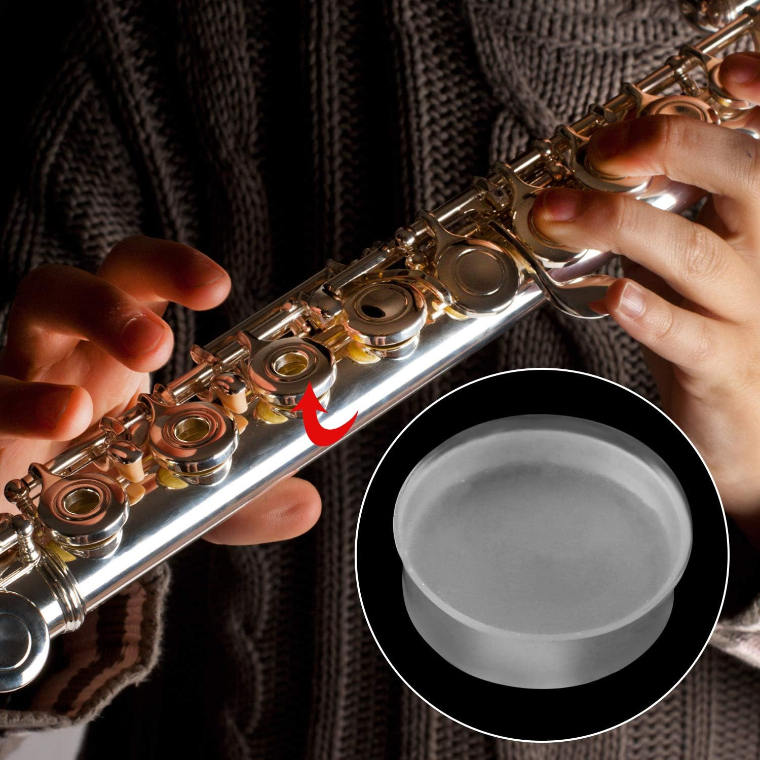 Leinuosen 24 Pieces Silicone Flute Plug, 8 Mm Hole Plug Soft Key Cover for Most Brand Flutes