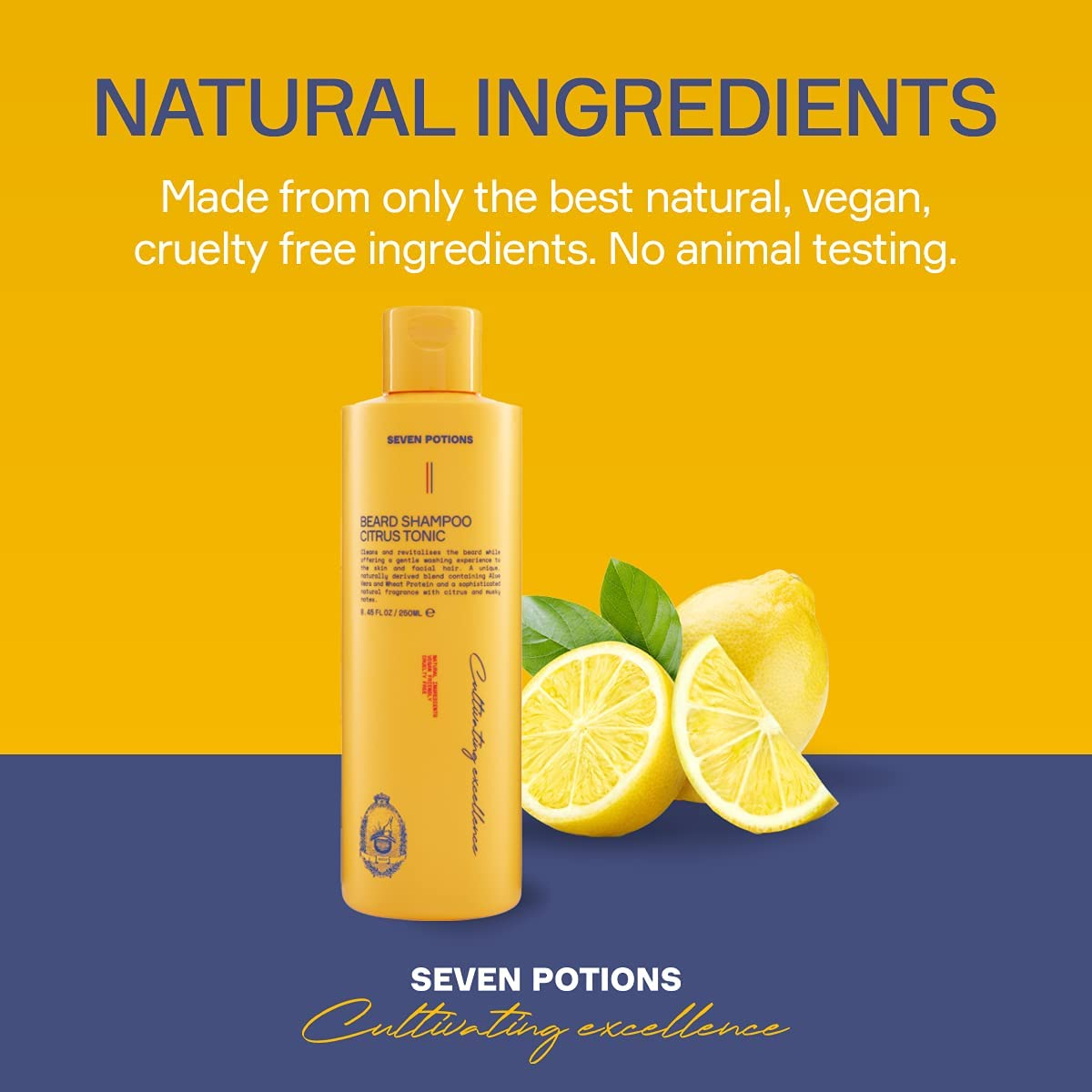 Seven Potions Beard Shampoo for Men &mdash; Gentle, Cleansing Wash for a Clean Beard with No Itch &mdash; Natural, Vegan, Cruelty Free (Citrus Tonic, 250 Ml) image number 4