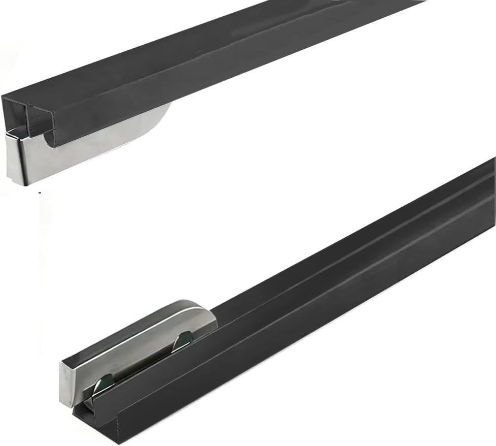 HJVLXYAFB Double Track Sliding Door Hardware Kit, Sliding Window Window Track, Aluminum Sliding Glass Door Track System for Wardrobe Closet Shower Cabinet(White,100Cm(39"))