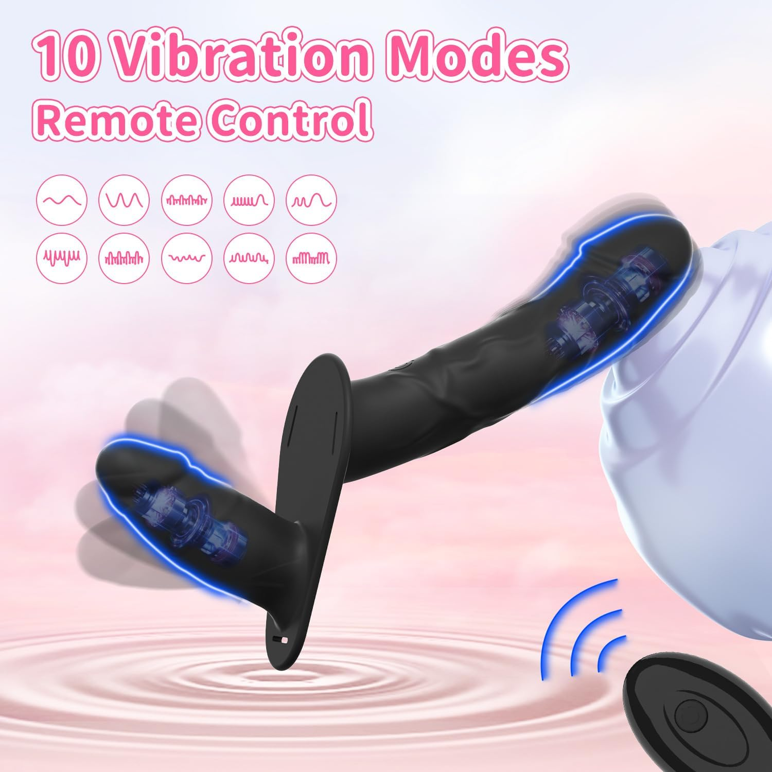 Strap-On Vibrating Dildo Sex Toys - Wearable Harness Strap-On Double Ended Dildo with 10 Powerful Vibrations for G-Spot Anal Pleasure,Adult Toy & Games for Female Couple and Lesbian Pleasure (Black) image number 6