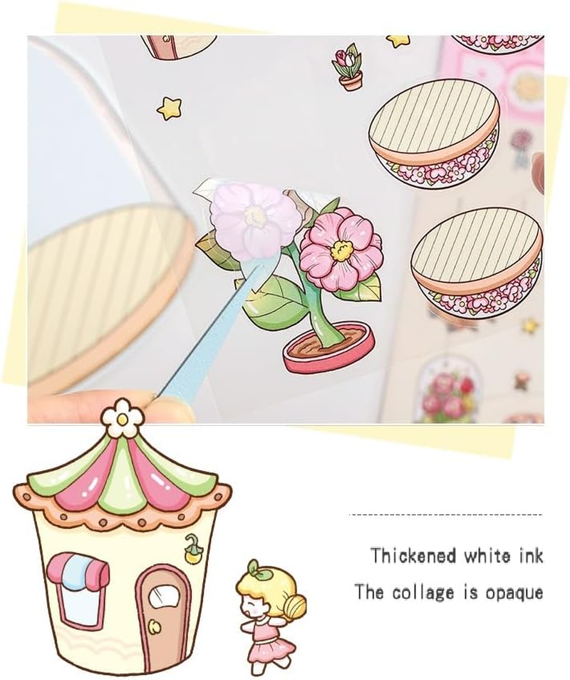 4 Sets Waterproof House Stickers, 3D Miniature Scene Stickers, Cute Fun Cartoon Stickers Set, Reusable Sticker Books, Make Your Own Home for Relief Stress Pass the Time image number 1