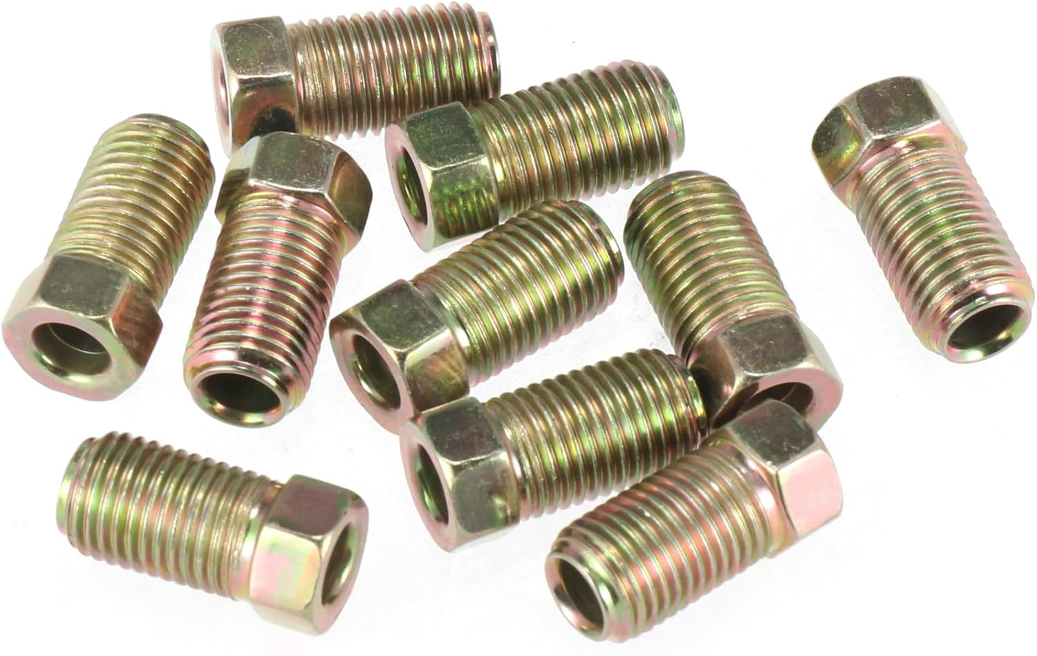 X AUTOHAUX 10Pcs 3/8 Inch-24 Threads Brake Line Extension Nut Fittings for 3/16" Steel Brake Line Tubing for Car image number 1