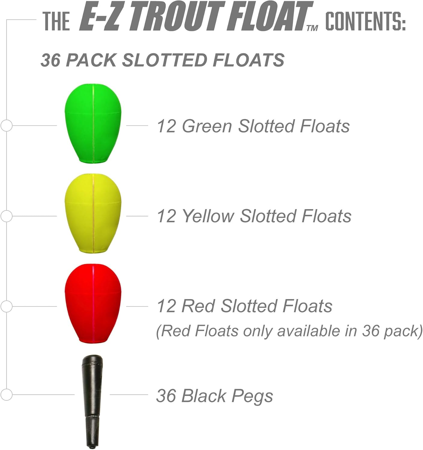 Leland'S Lures Trout Magnet E-Z Trout Float, Fishing Equipment and Accessories, Fishing Lures, 36 Slotted E-Z Floats image number 2