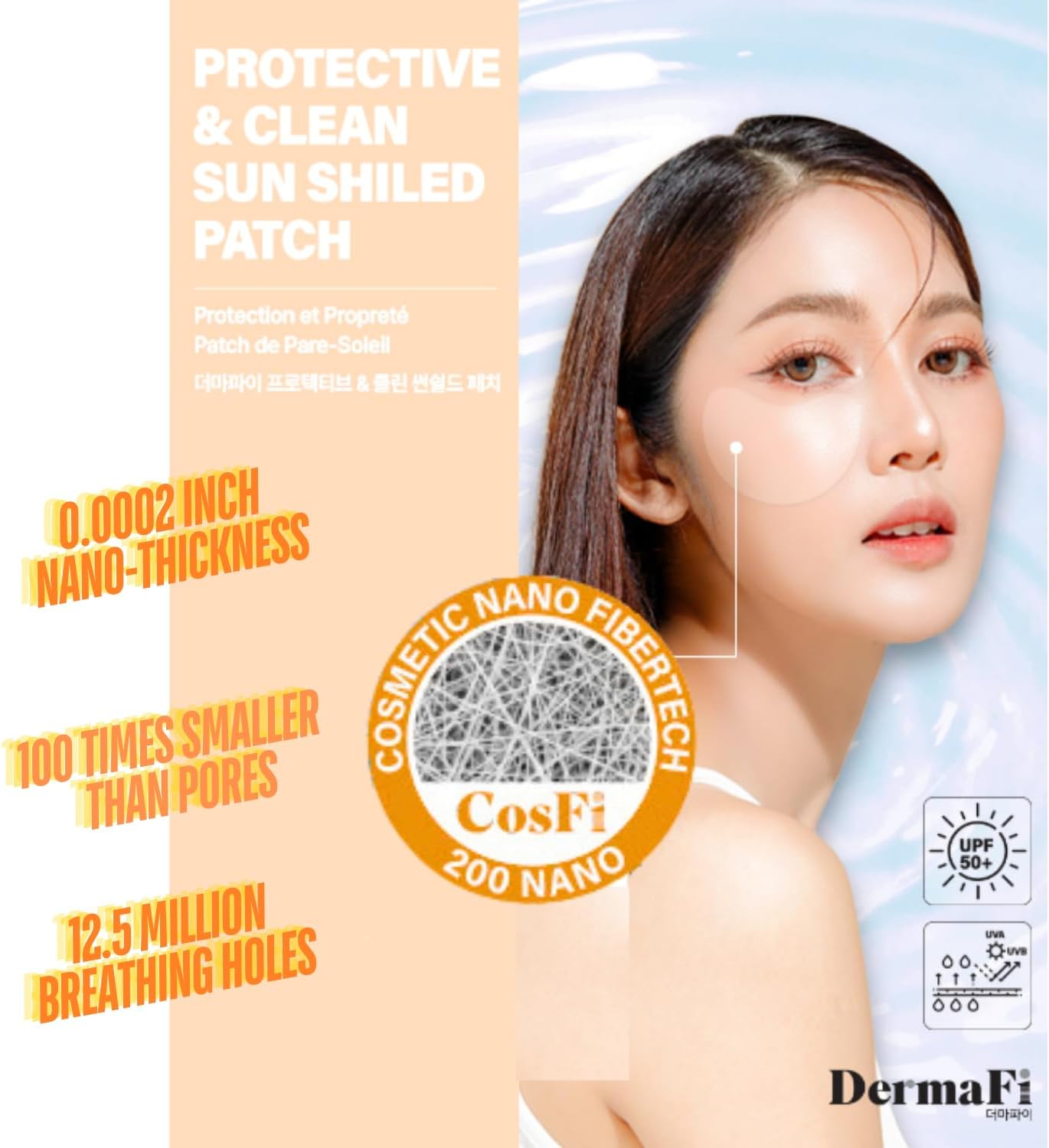 [Dermafi] Protective & Clean Sun UV Shield Patch Breathable and Transparent Patch (0.0002 Inches Nano-Thickness) 1Pair* 5Pack, Korean Beauty image number 5