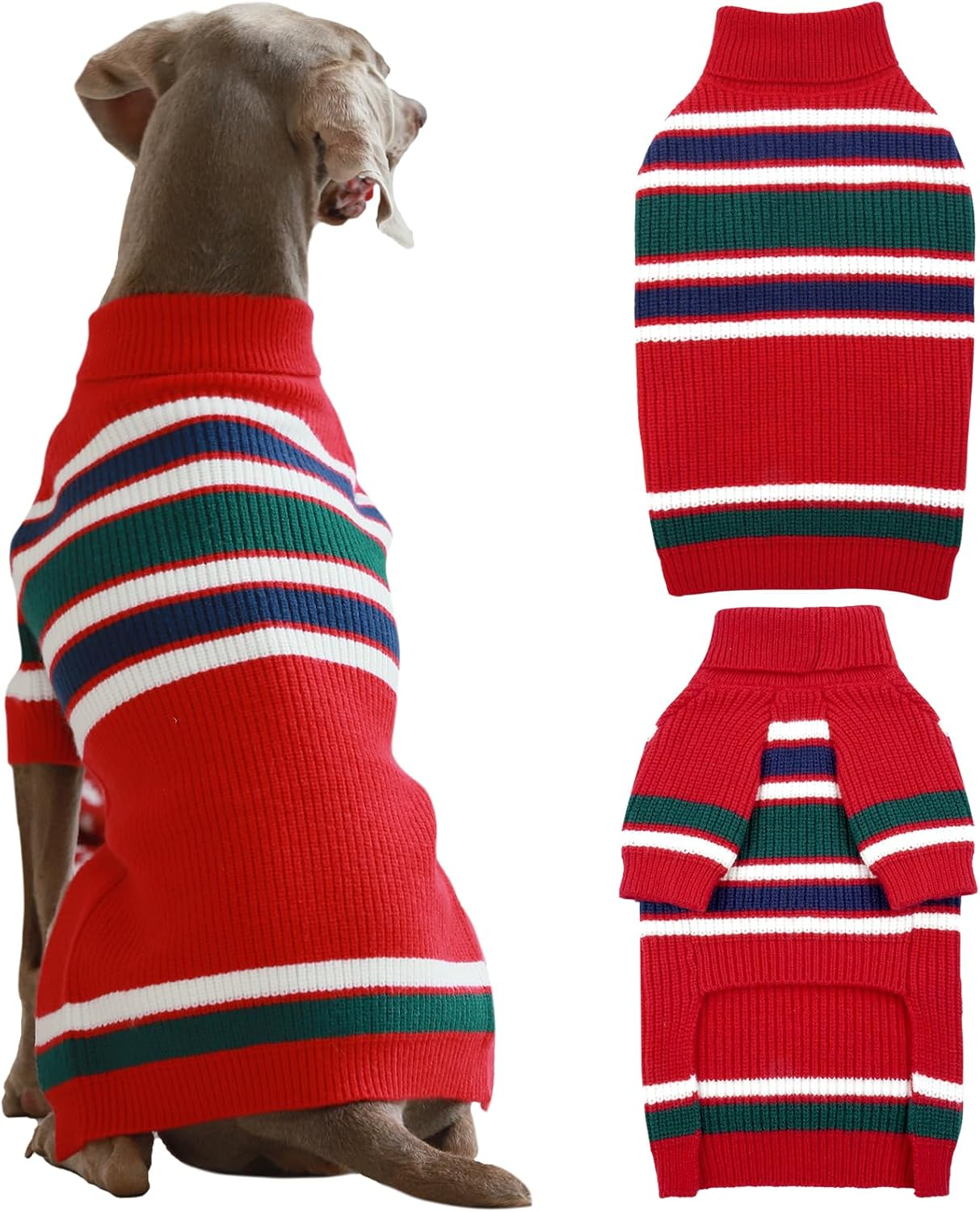 Iecoii XXL Dog Sweaters - Turtleneck Pullover for Extra Large Dogs, Holiday Christmas Dog Sweatshirt for Pitbull, Border Collie, Red image number 5