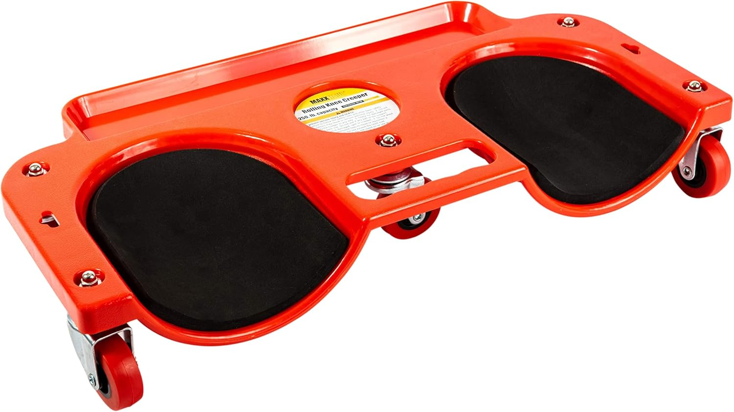 Maxworks Maxxhaul 80748 Rolling Knee Creeper/Pads ABS High-Impact Frame, 5 Swivel Castors, Tool Tray Holder, Multi-Color, Small