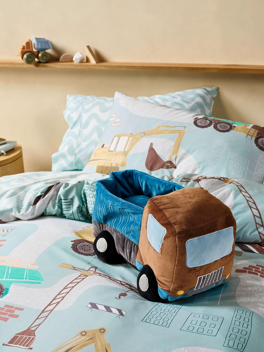 Linen House Kids Dylan Dump Truck Novelty Cushion Plush Toy, 19 Cm Depth X 36 Cm Width X 24 Cm Height image number 3