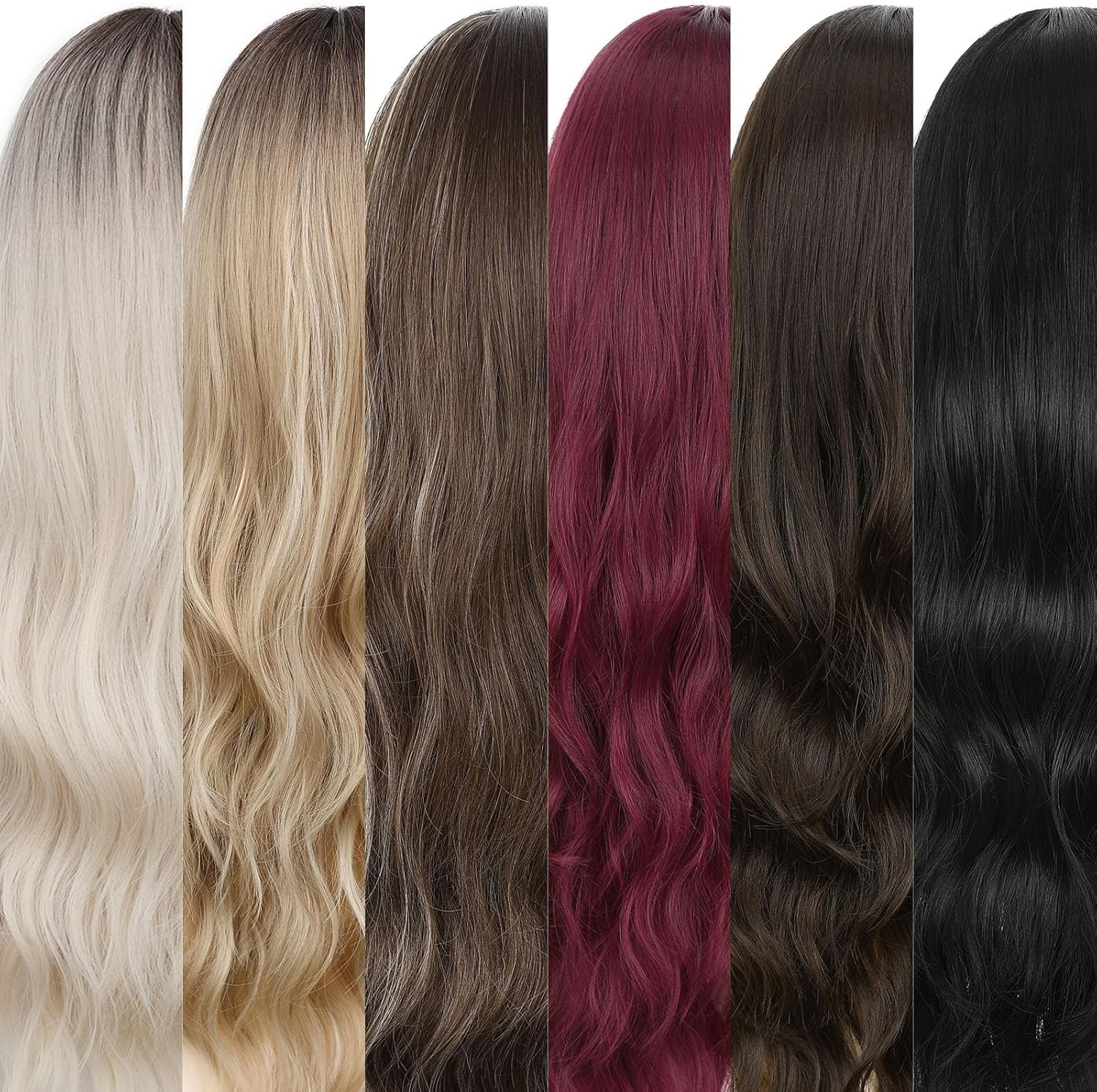 Long Wavy Wig Middle Parting Dark Brown 26 Inch Long Brown Wigs for White Women Brown Hair Wig Natural Looking Long Wigs For - Dark Brown image number 3