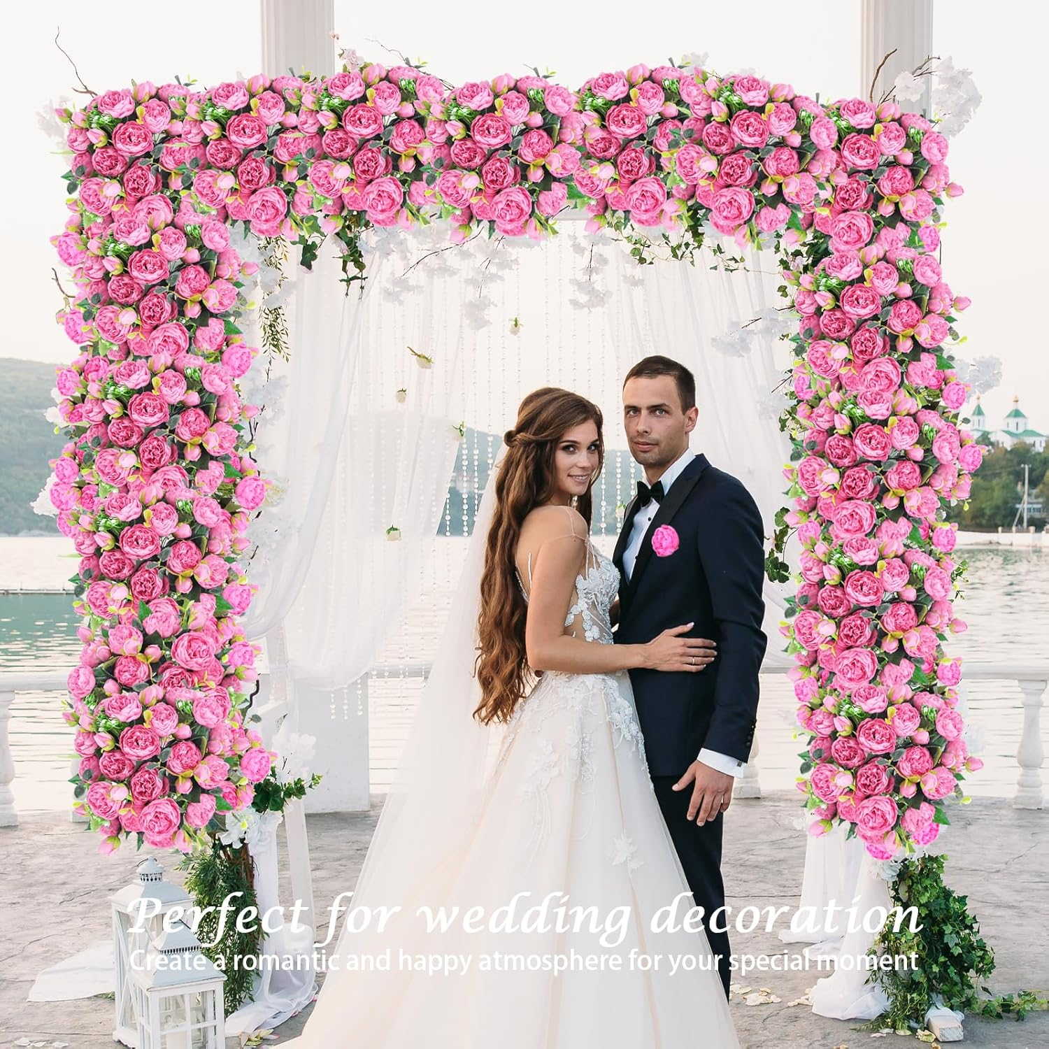 Lenamos 4 Packs Peonies Artificial Flowers, Silk Flowers Fake Peonies Artificial Flowers Peonies Bouquet for Centerpiece Table Wedding Party Home Decor (Rose Pink) - Light Pink image number 6