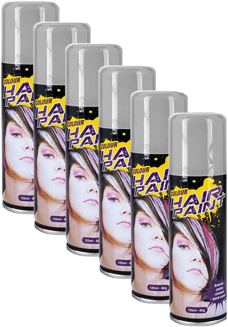 Party Central Non-Sticky Fluro Colour Hair Spray 125 Ml, Silver