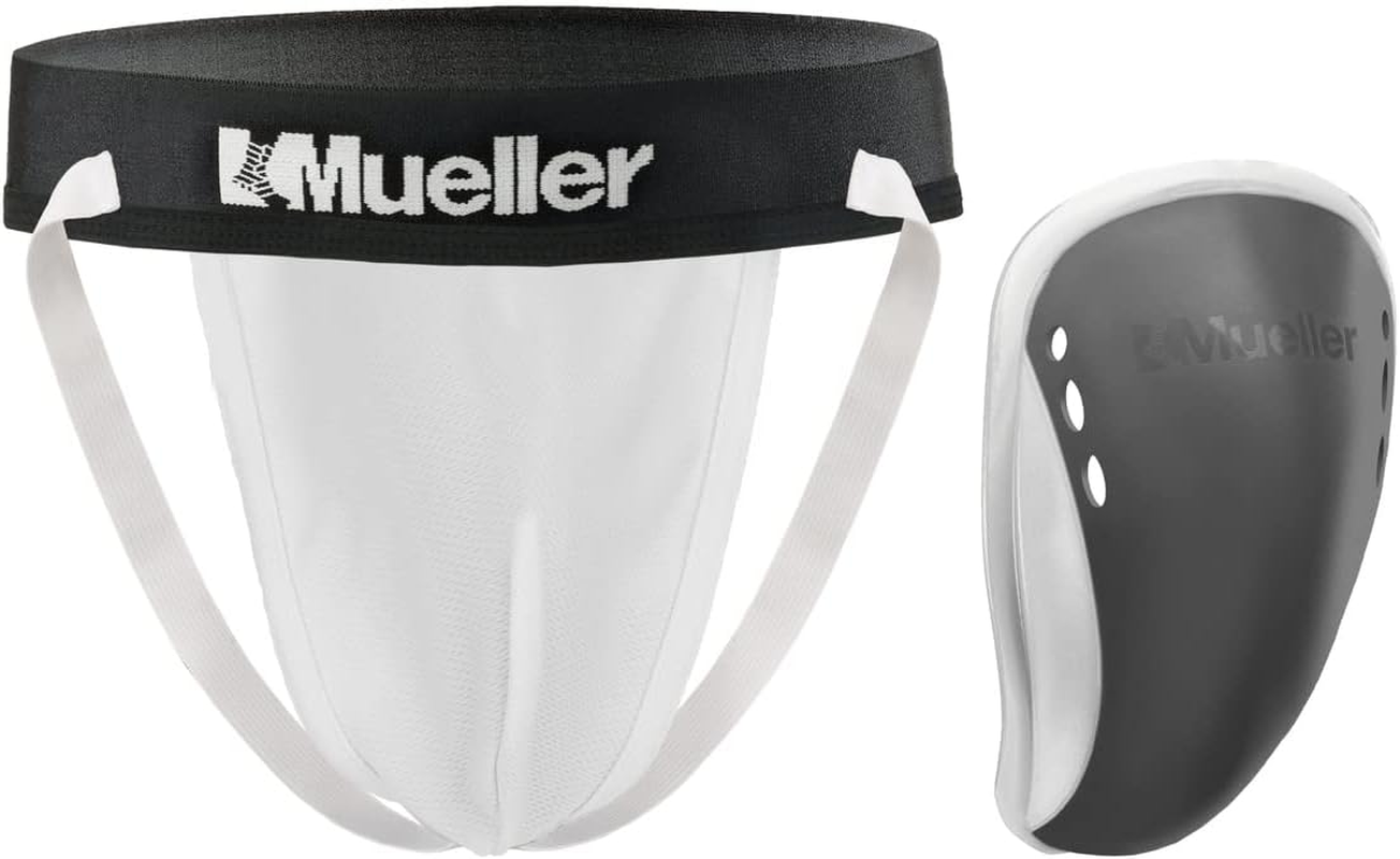 Mueller Adult Athletic Supporter with Flex Shield Cup, White/Gray, Medium image number 1