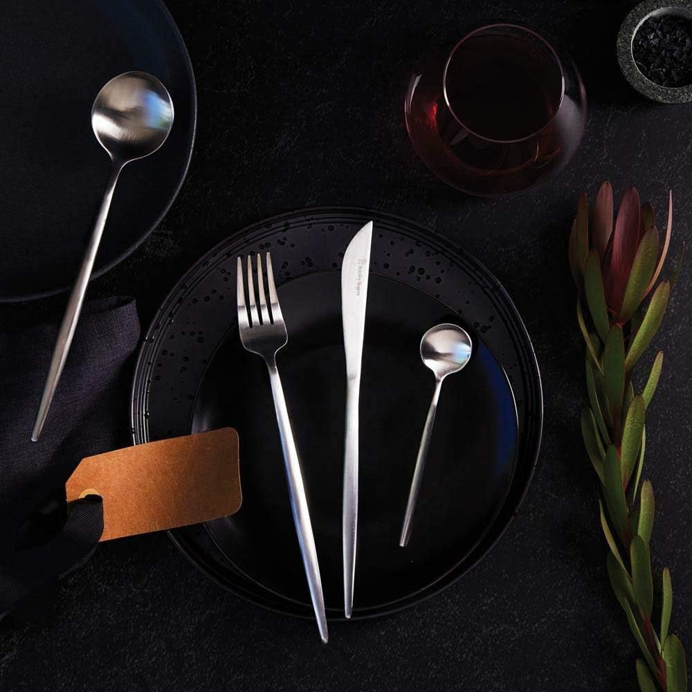 Stanley Rogers Piper Satin 16 Piece Cutlery Set &ndash; 18/10 Stainless Steel Flatware with Slim Satin-Brushed Handles, Modern Designer Style, Casual Place Setting for Four, Gift Boxed image number 2