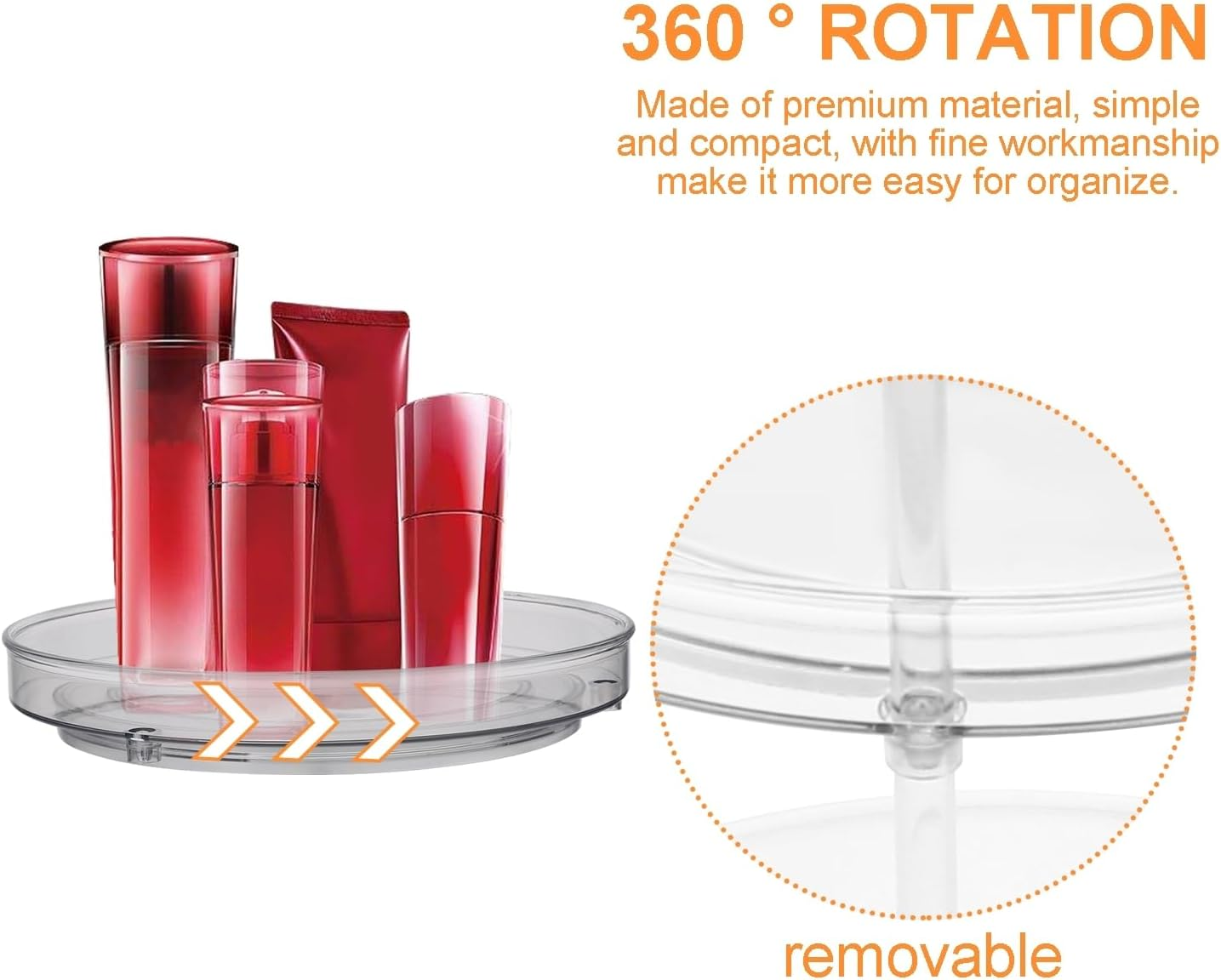 Beavorty Rotating Storage Rack for Kitchen and Vanity - Turntable Organizer for Makeup Skincare and Seasonings Easy Access round Spice and Cosmetic Holder image number 4