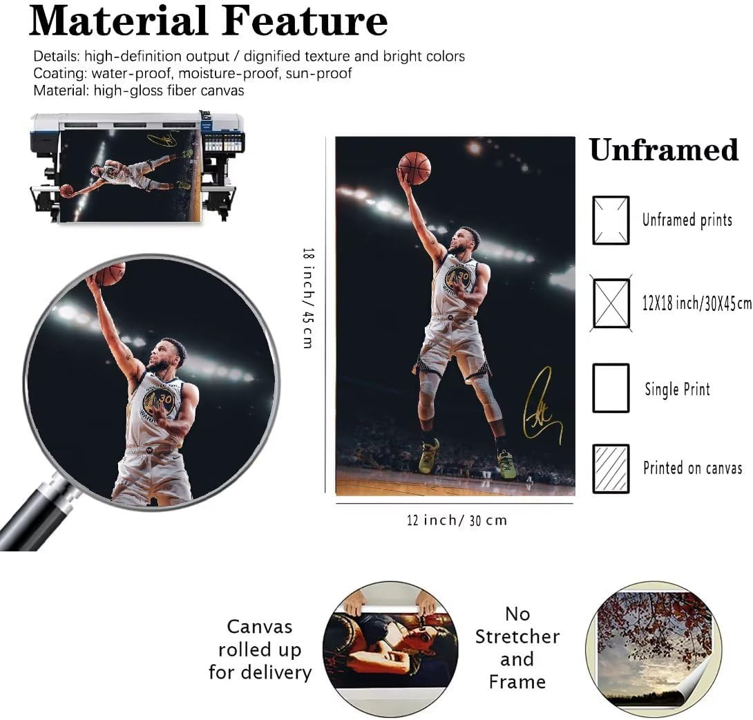 JADESA Stephen Curry Poster 12X18Inches Unframed Inspiring Wall Art Fashionable Design for Aesthetic Room Decor Trendy Artwork Basketball Poster Steph Curry