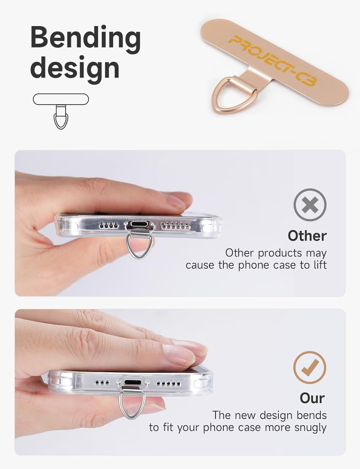 Project-Cb Phone Tether Tab &times;1,Spring Ring &times;1,Metal Patch,Universal Phone Lanyard Patch without Adhesive,Phone Strap Replacement Part for Cell Phone (Gold) - Gold image number 6