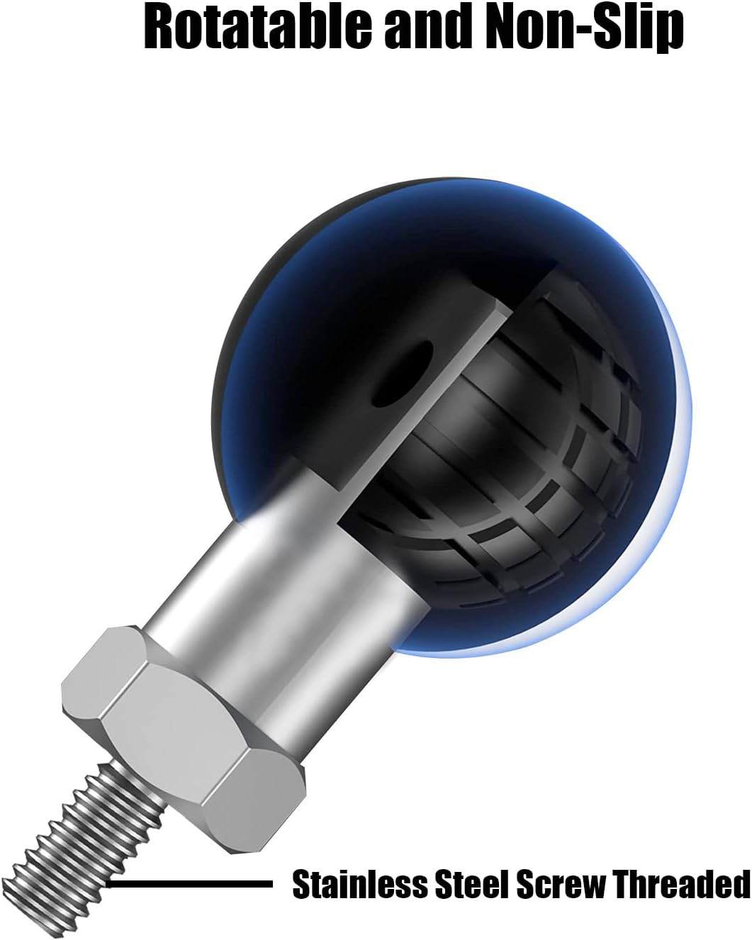 1'' Ball Adapter with M6 X 1.0Mm Threaded Post Ball Mount Compatible with RAM Mounts B Size 1 Inch Portable Screw Ball Head for Bike,Motorcycle,Atv,Rearview Mirror, Black image number 4