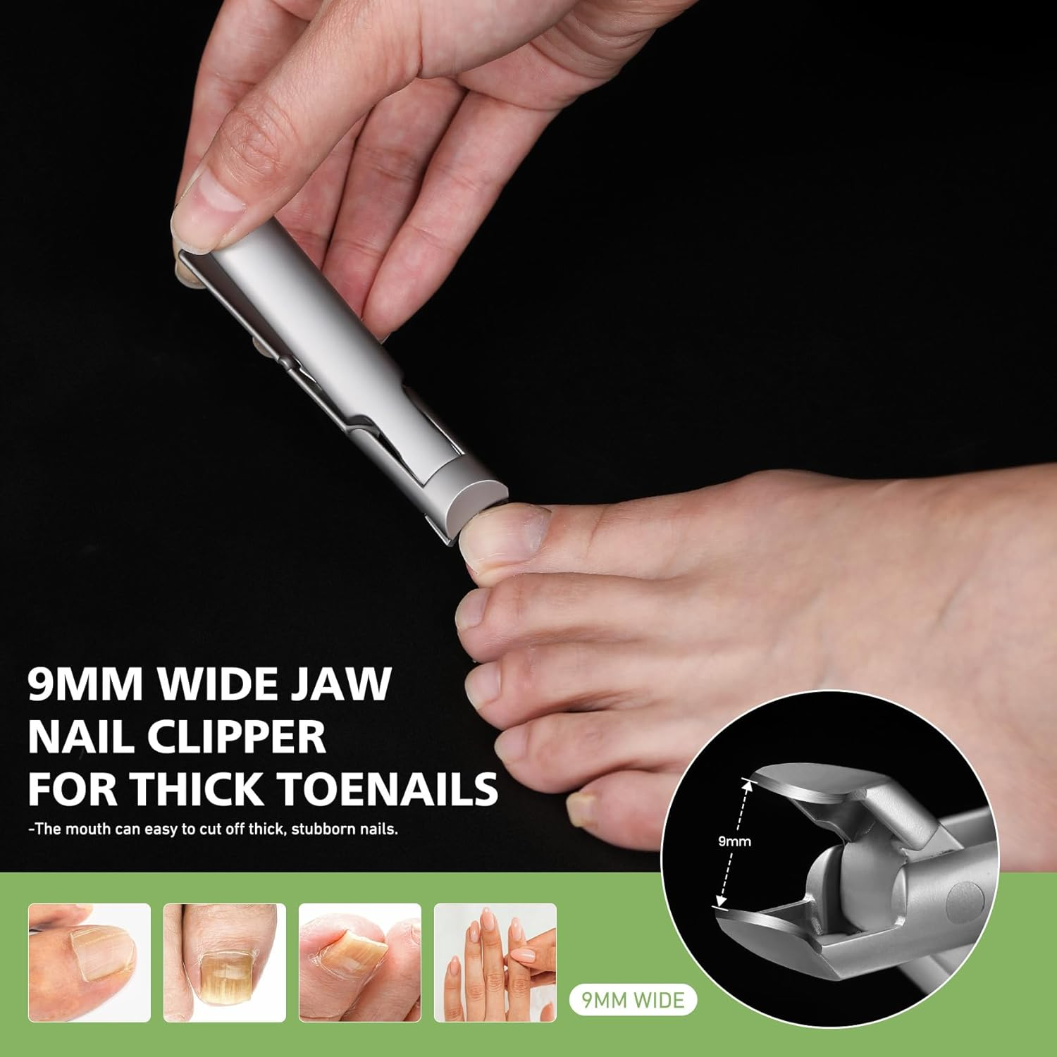 BALUCA 9Mm Wide Jaw Opening Curved Finger Toe Nail Clippers with Catcher - anti Splash Extra Large Toenail Clipper for Thick Nails, Nail Cutter Trimmer for Seniors, Men and Women image number 2