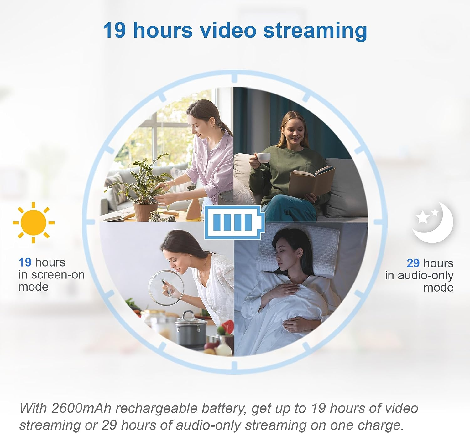 Vtech BM3350N 2.8" 2-Camera Full Colour Video Baby Monitor with Night Light, 2-Way Talk, Soothing Sounds, Room Temperature Monitor, up to 19 Hours Battery Life image number 5