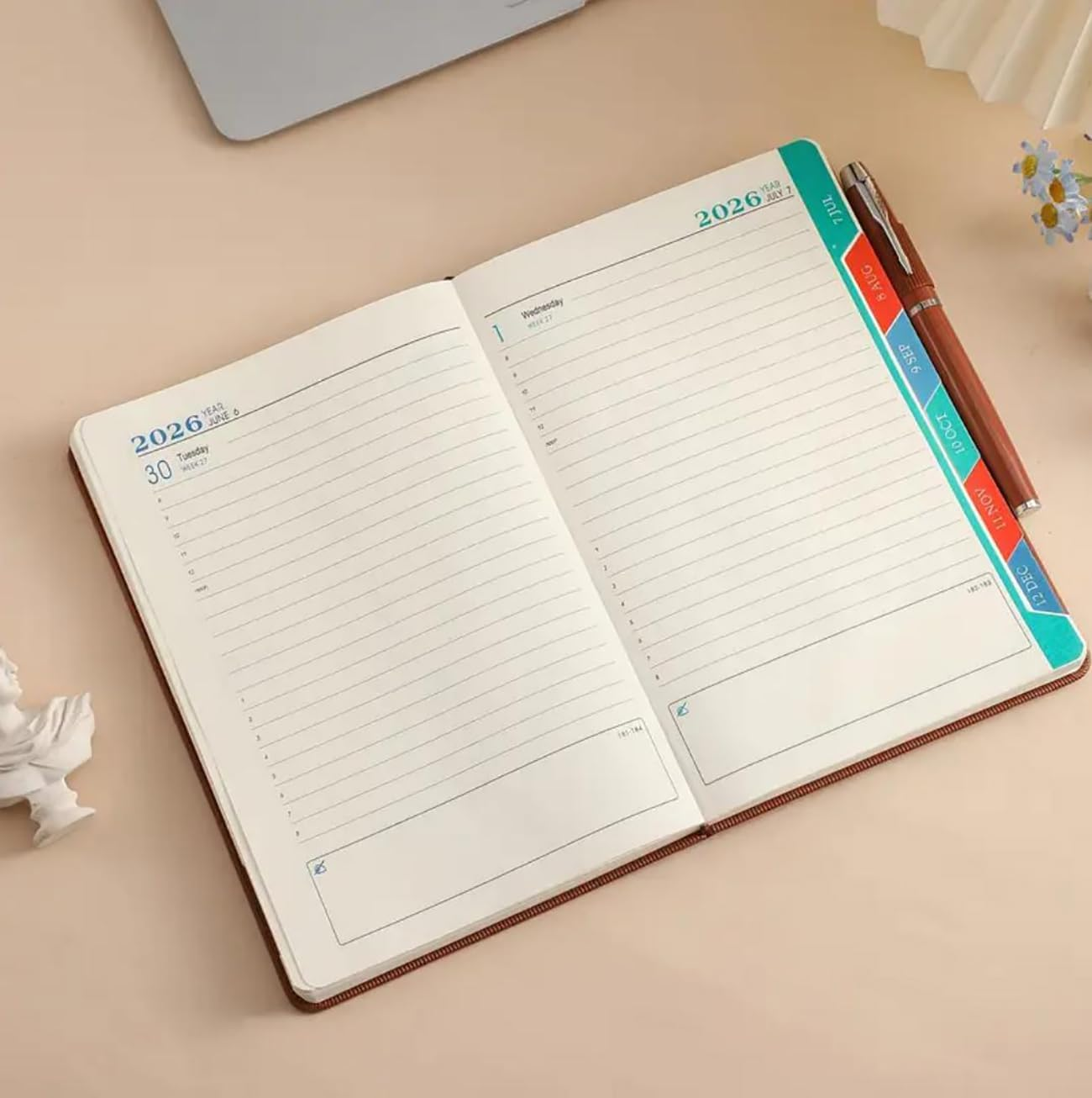 Academic Diary 2026,A5 400 Pages Weekly and Monthly Calendar Planner Notebook with Monthly Tabs,2026 Planner from Jan to Dec with Elastic Strap,Perfect for Teacher,Student,Women and Men image number 3