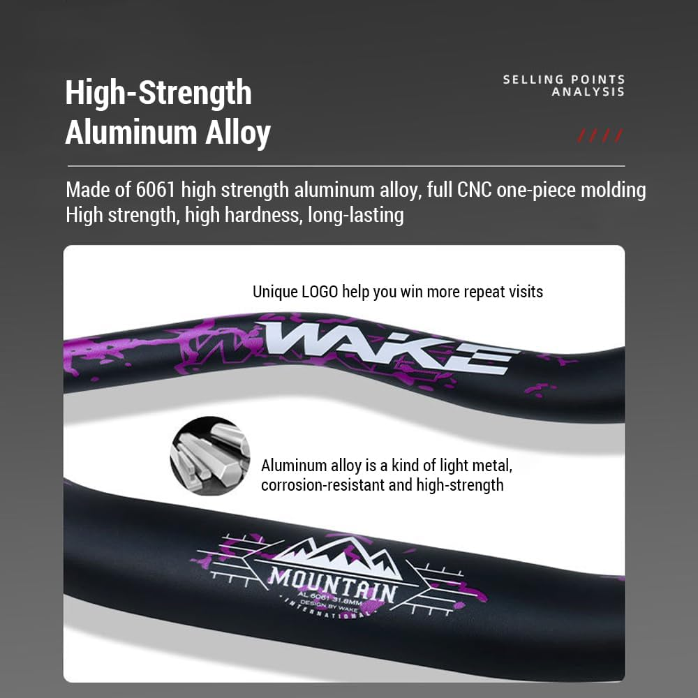 Morelian 31.8MM Mountain Bike Handlebar Aluminum Alloy Bicycle Riser Handlebar 55MM Rise 780MM Length Bicycle Bar with Matte Surface image number 5