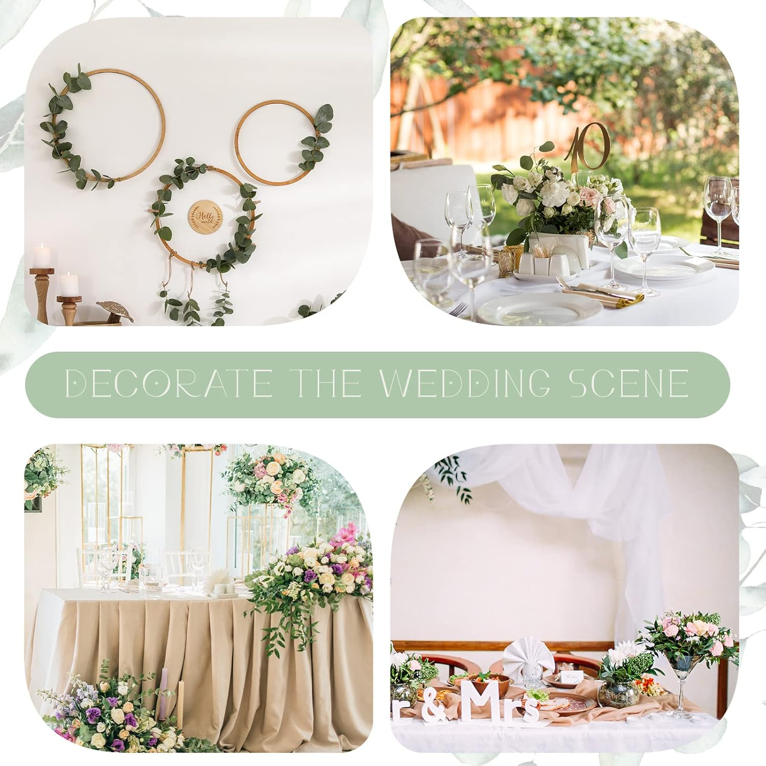 90 Pcs 3 Kinds Mixed Eucalyptus Leaves Stems Bulk Artificial Silver Dollar Eucalyptus Leaves Picks Dried Eucalyptus Bundle Faux Spray for Wedding Vase Bouquet Floral Arrangement Decor (Green) - 90, Orange image number 6