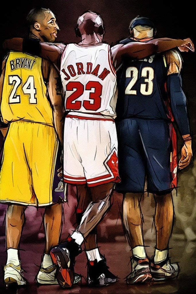 Itrendposter Kobe Bryant Michael Jordan Lebron James NBA Basketball Poster, 60X90Cm, Unframed, Glossy, Perfect for Living Room or Home Office