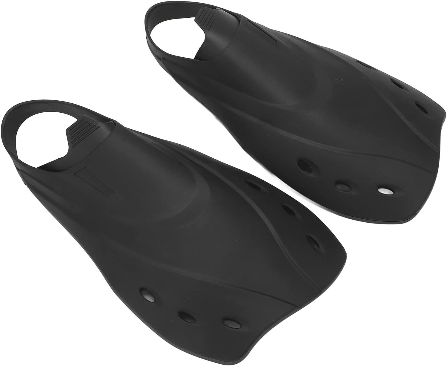 Black Short Fins Comfortable and Adjustable Swimming Training TPR Short Fins Softer Edges for Snorkeling, Swimming and Diving image number 2