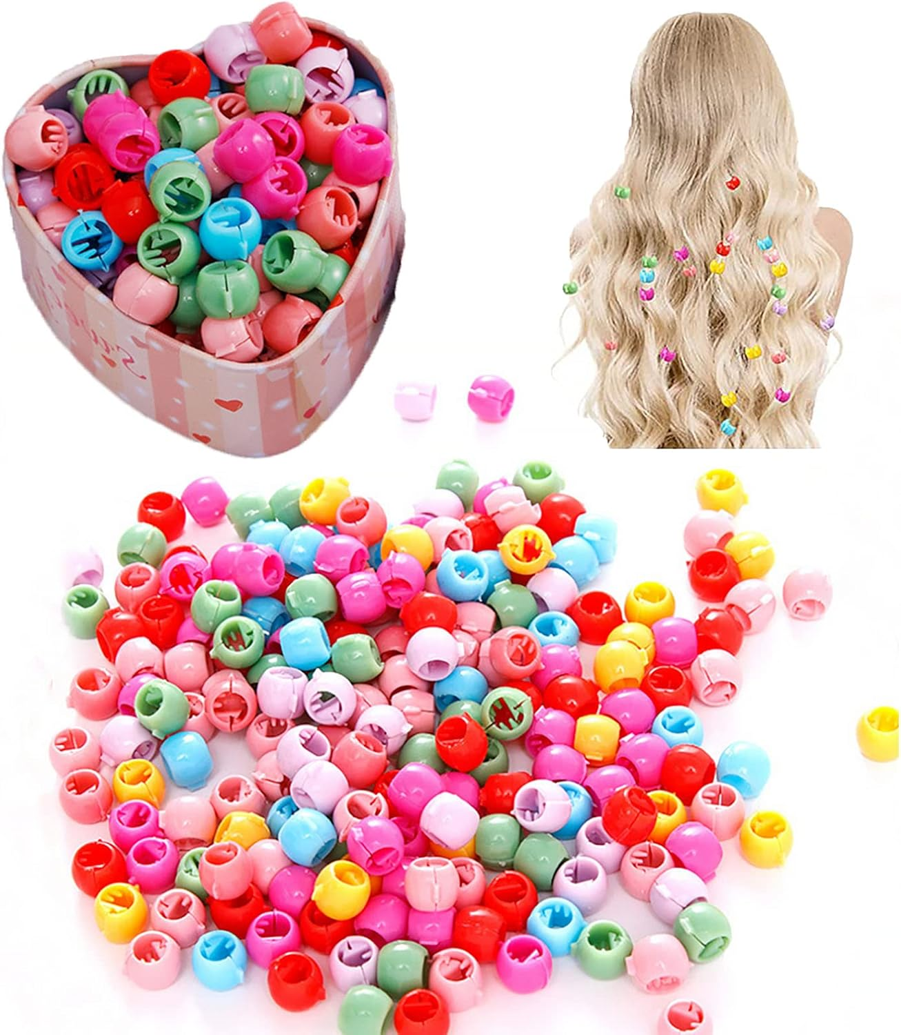 Pack of 200 Mini Hair Clips Small Hair Clips Colourful Pearl Hair Clips Plastic Rainbow Clip Small Hair Grippers Multicoloured Hair Beads Clip Hair Claws Hair Accessories for Girls Women image number 5