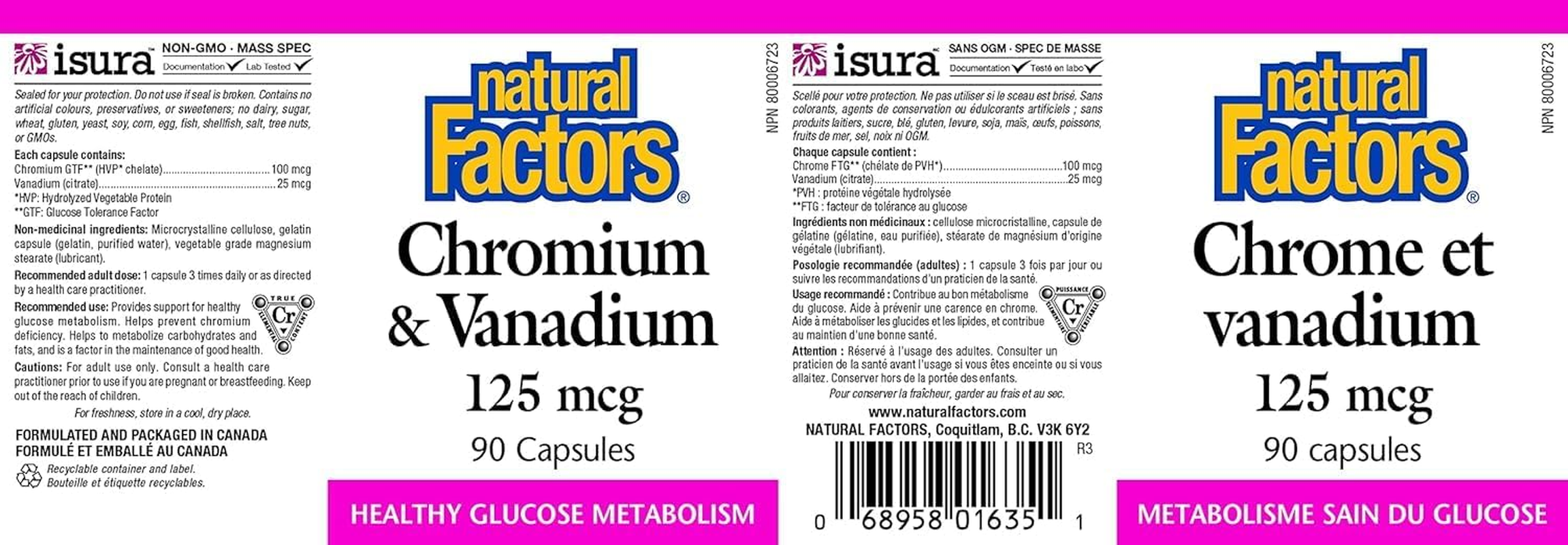 Natural Factors Chromium & Vanadium Cap 90 (Multi-Pack)
