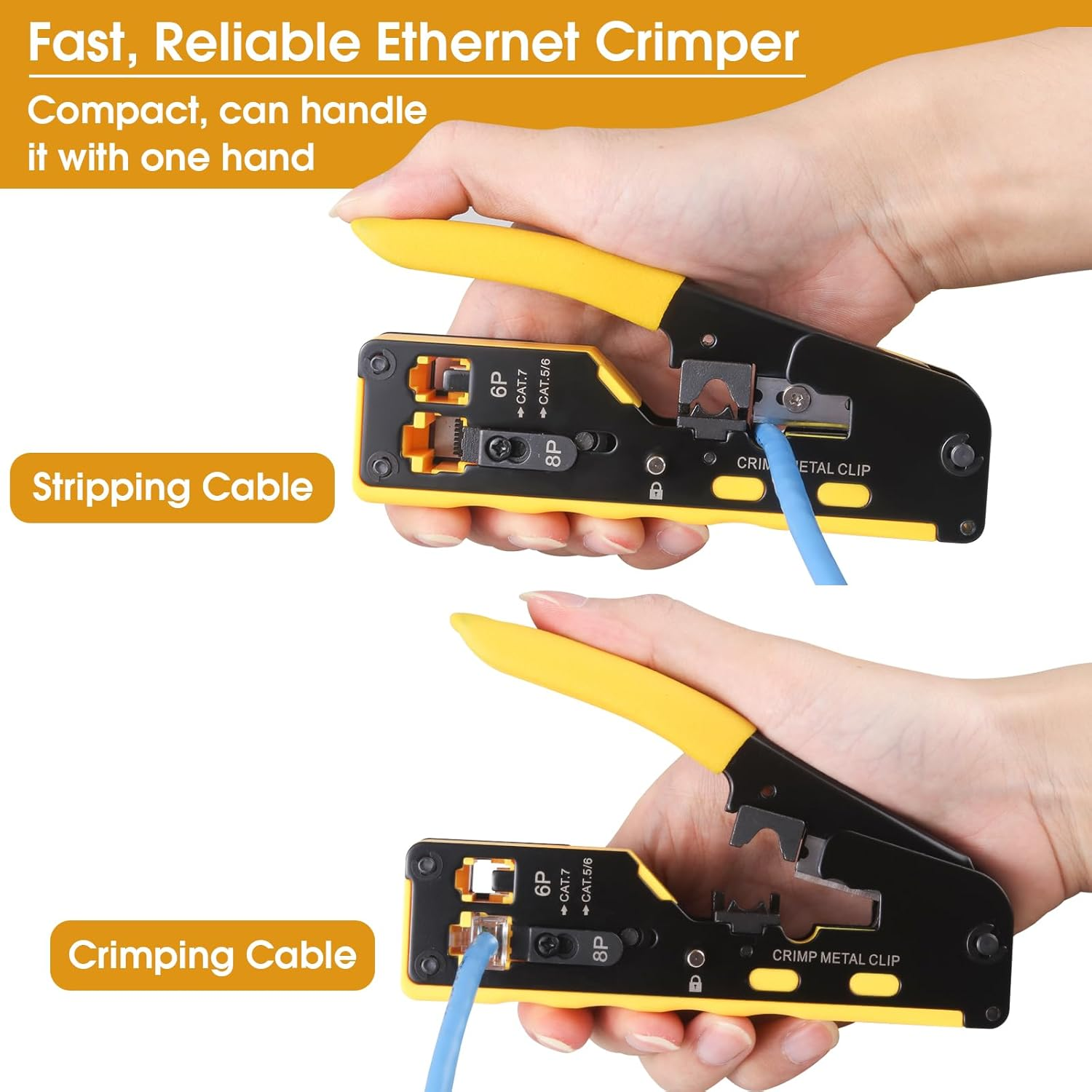 Duogalia RJ45 Crimping Tool Kit Ethernet Crimp Tool Set (Yellow) image number 1