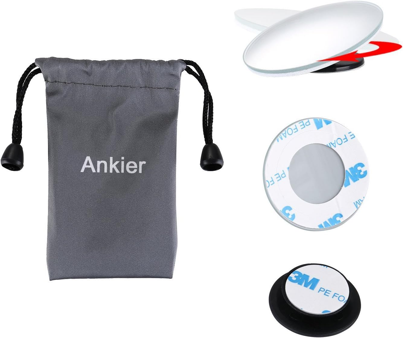 Blind Spot Mirrors, Ankier round Shape Wide Angle Car Wing Mirror Blind Spot Stick on Side Mirror ( 2 Pcs )