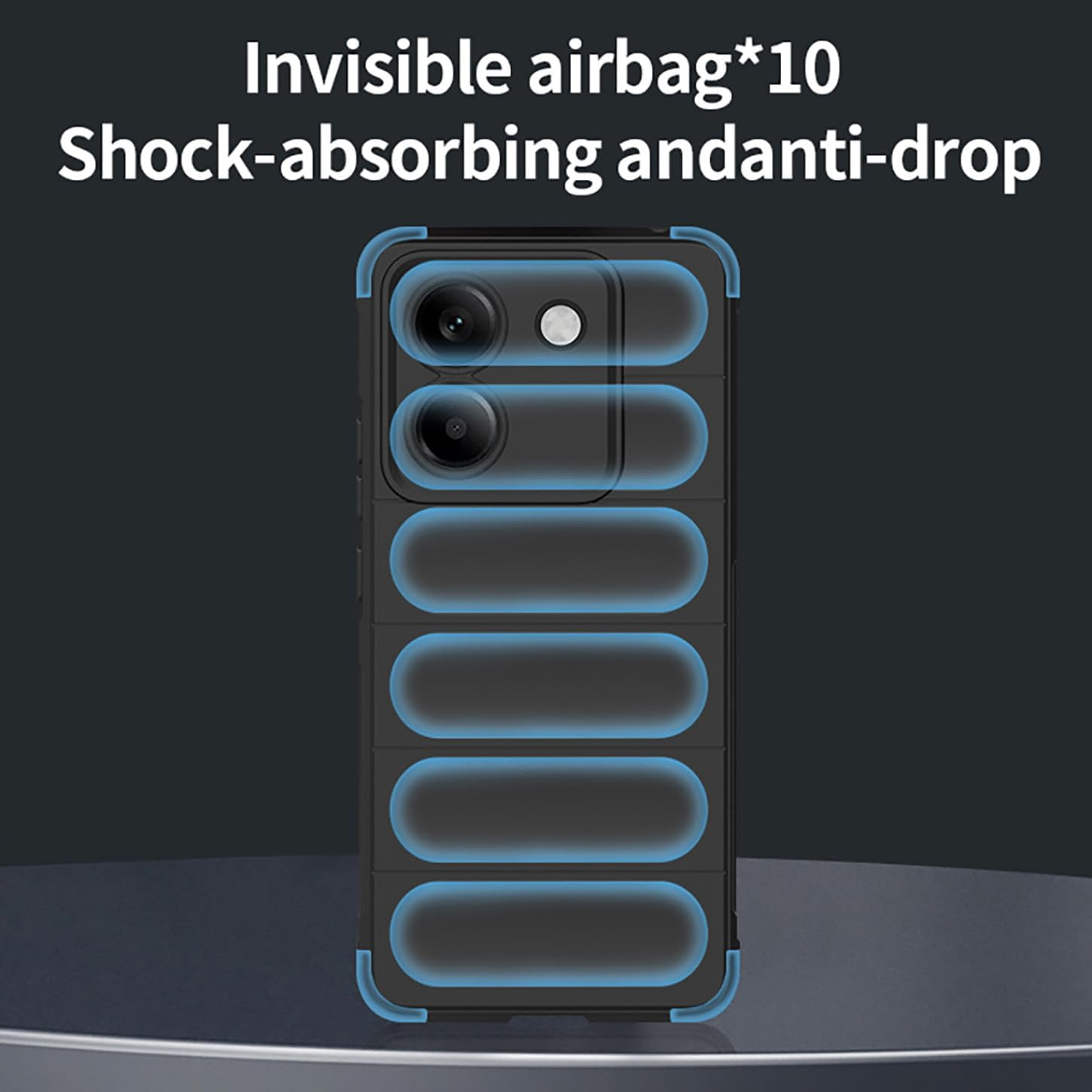 ILING Case for Xiaomi Poco M7 Pro 5G, Shockproof Wave Pattern and Airbag Design, Soft Skin Feel Silicone Protective Case, Ultra Thin Matte TPU Bumper Mobile Phone Case (Black) image number 2