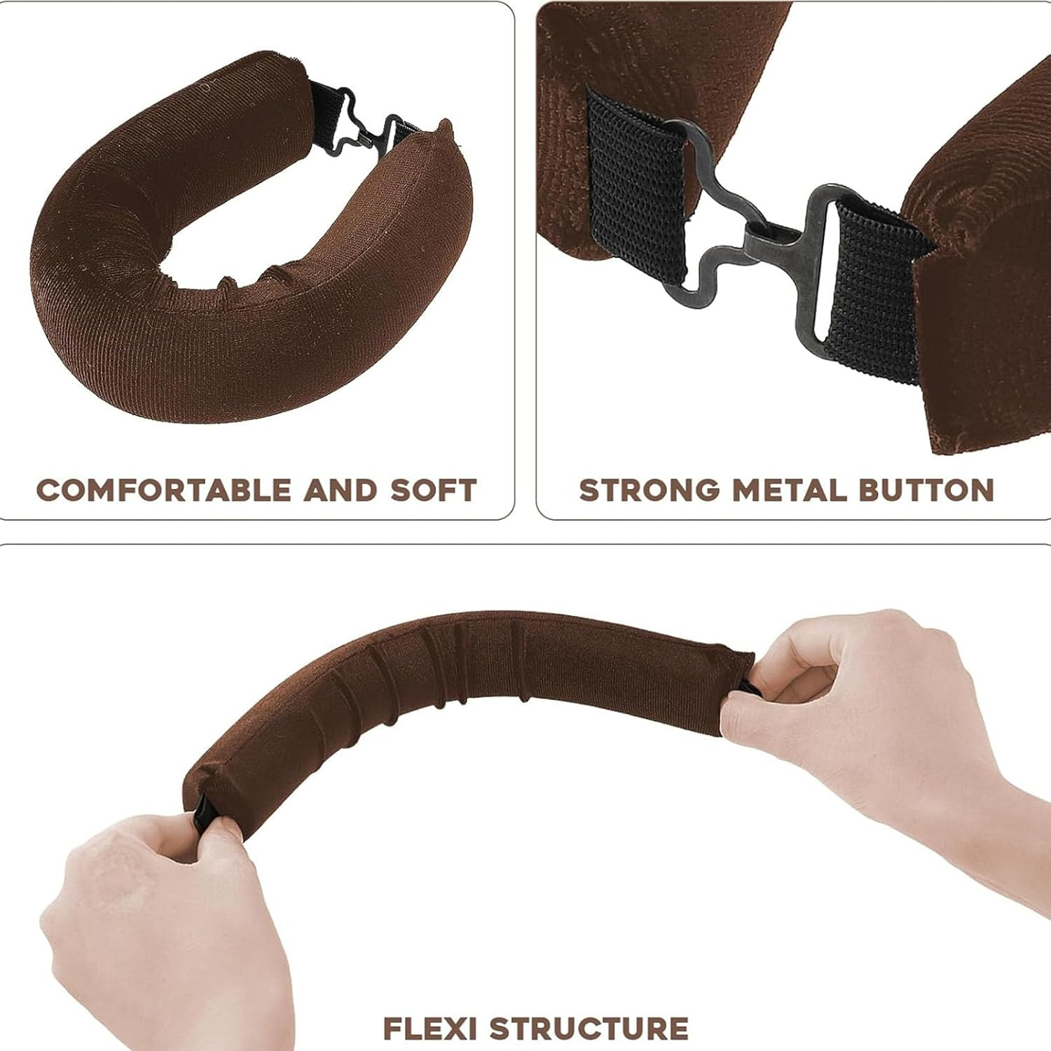 Heatless Hair Curler 4Pcs Overnight Rods for No Heat Curls - Velvet Satin Flexi Rods Sleep in Curlers Blowout for Long Short Hair Volume Women Styling Tools Brown image number 5